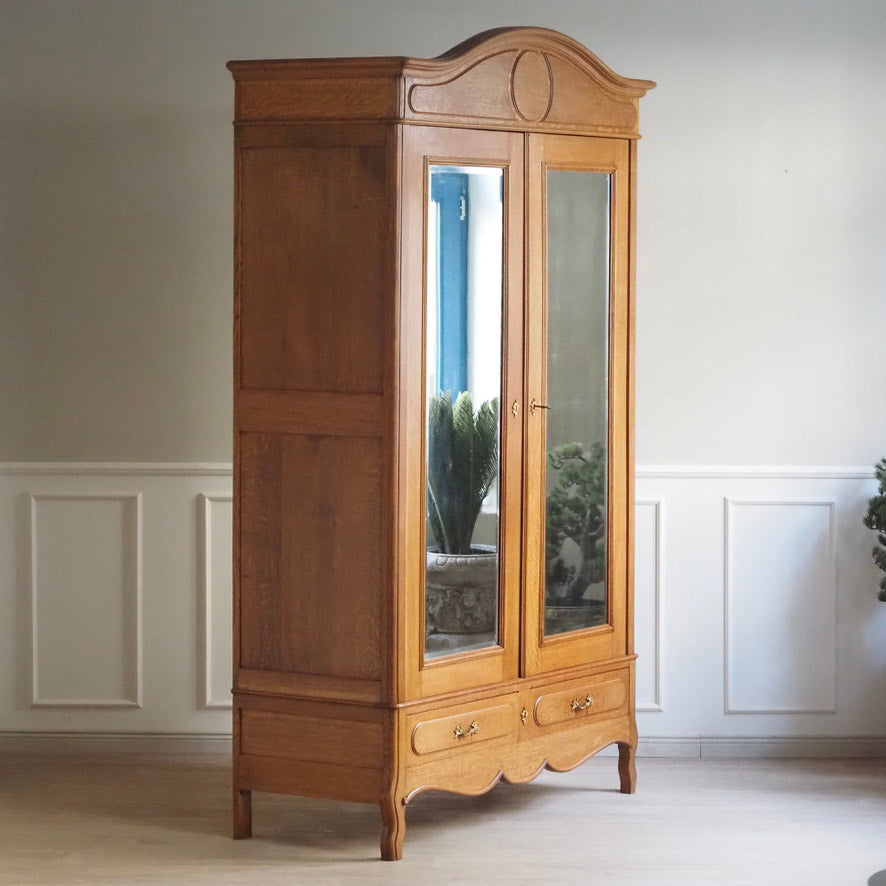 Spiegelschrank Frankreich um 1900 mit Schubladen - Antiker Kleiderschrank Jugendstil