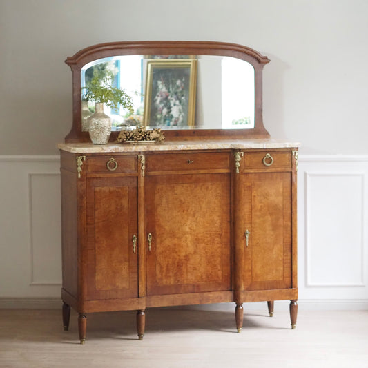 EPOCHE 1890 - Antikes Buffet mit Marmor und Spiegel, Kommode Louis Seize Stil