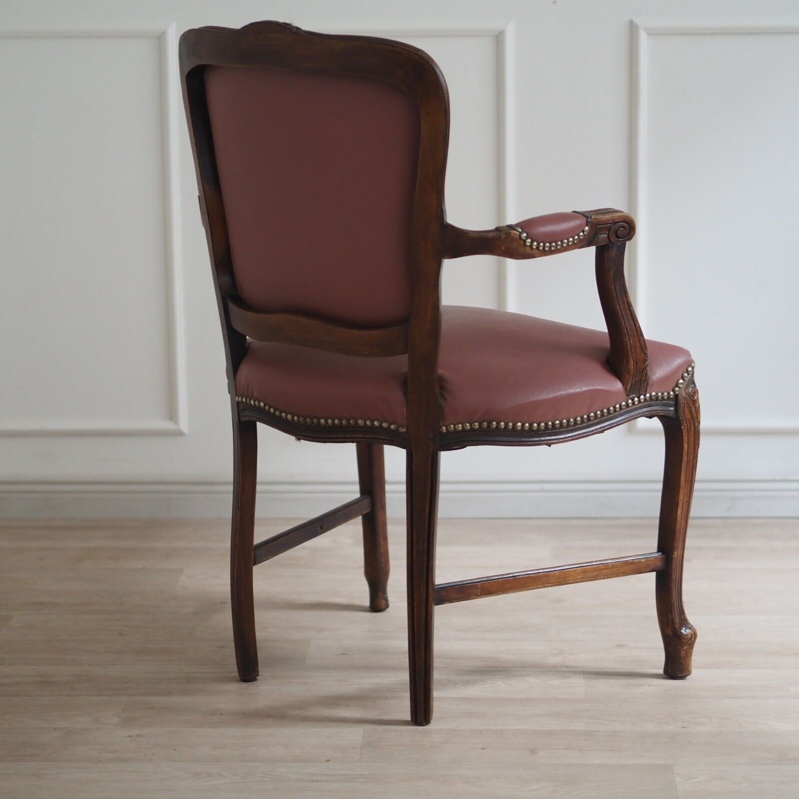 EPOCHE 1920 Armlehnstuhl Antik Polsterstuhl Vintage Kunstleder rot braun alt