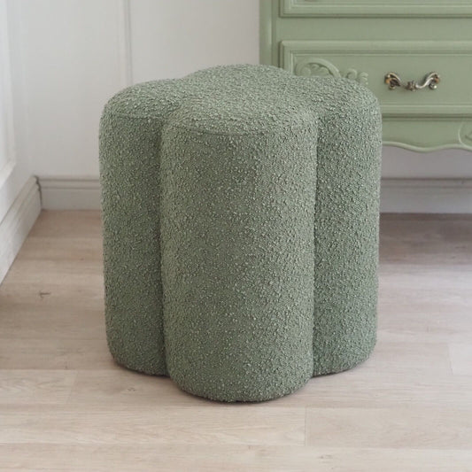 INTERIOR Hocker Pouf Teddystoff grün Sitzpuff Polsterhocker Marshmellow