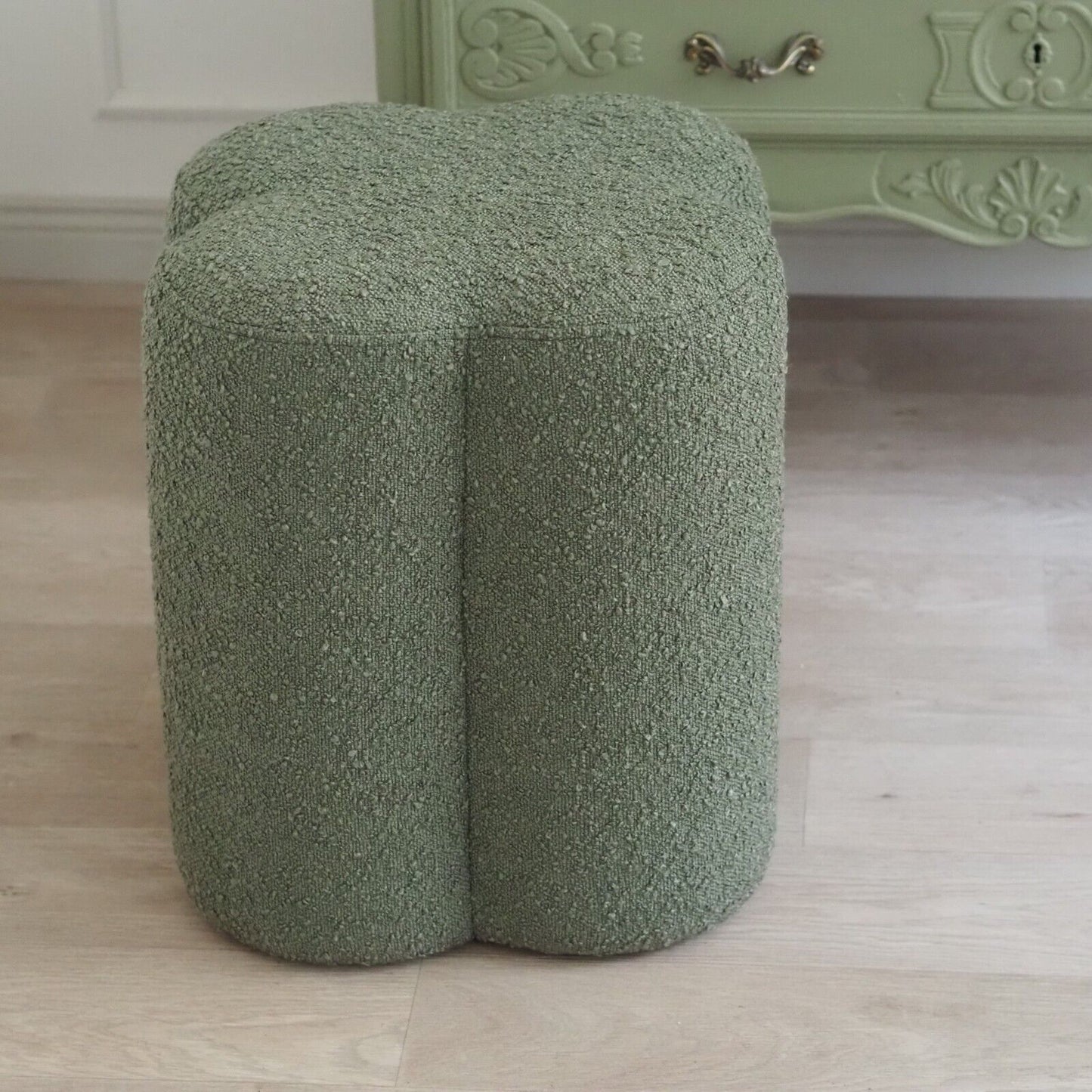 INTERIOR Hocker Pouf Teddystoff grün Sitzpuff Polsterhocker Marshmellow