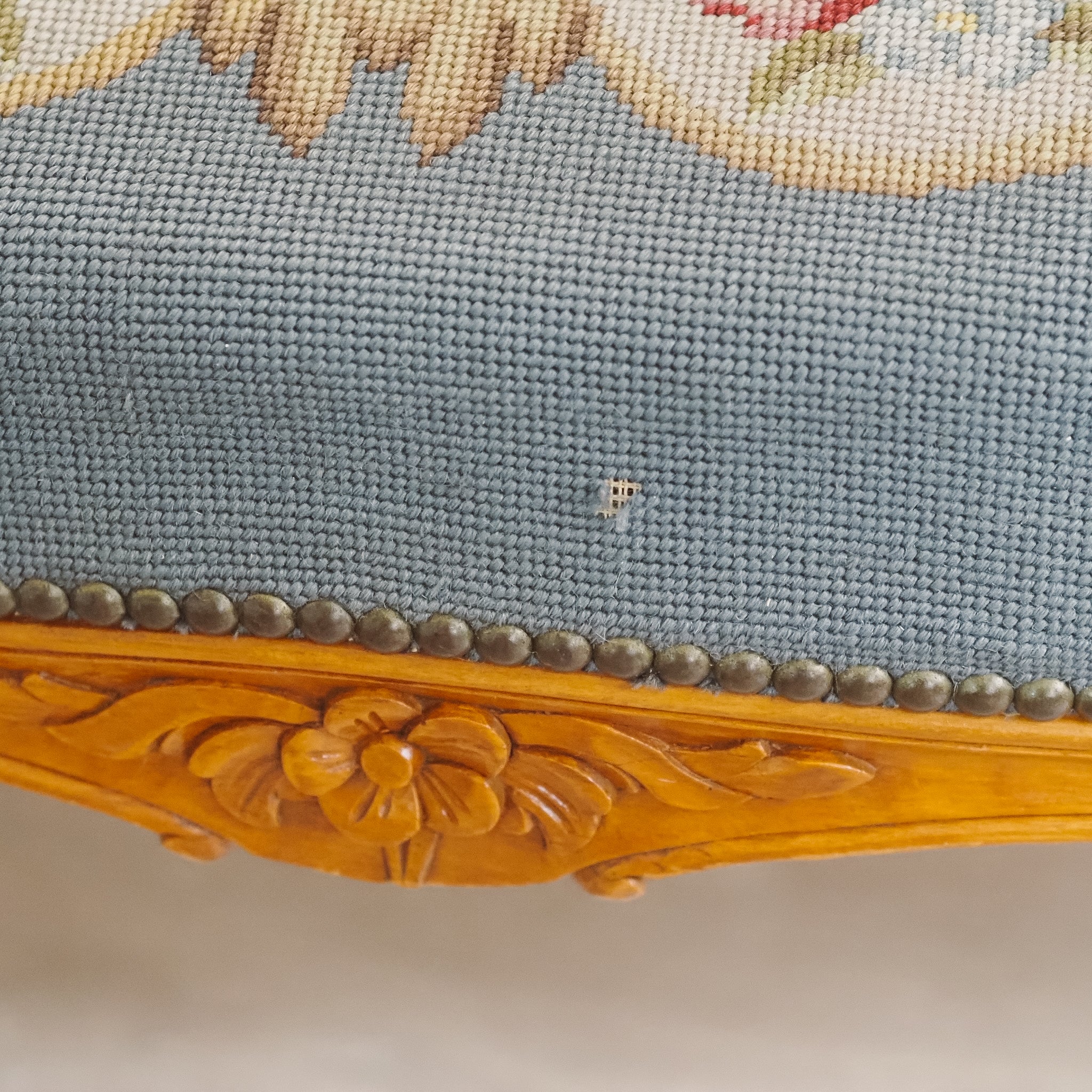 Sitzbank Louis XV Stil mit Gobelin-Bezug um 1920