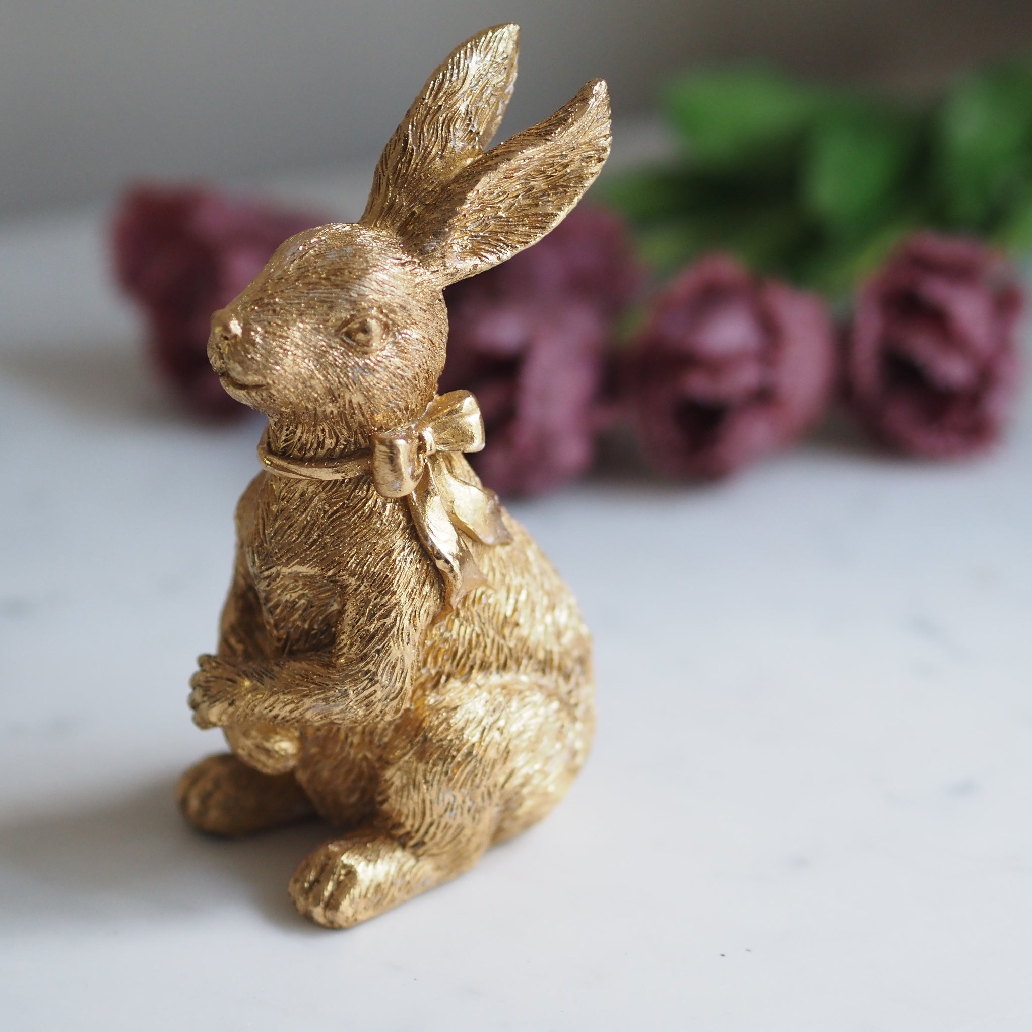 SAISON DECOR Goldene Osterhasen mit Schleife 2er-Set