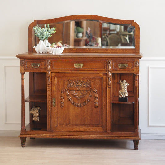 Antikes Gründerzeit Buffet mit Spiegelaufsatz um 1900