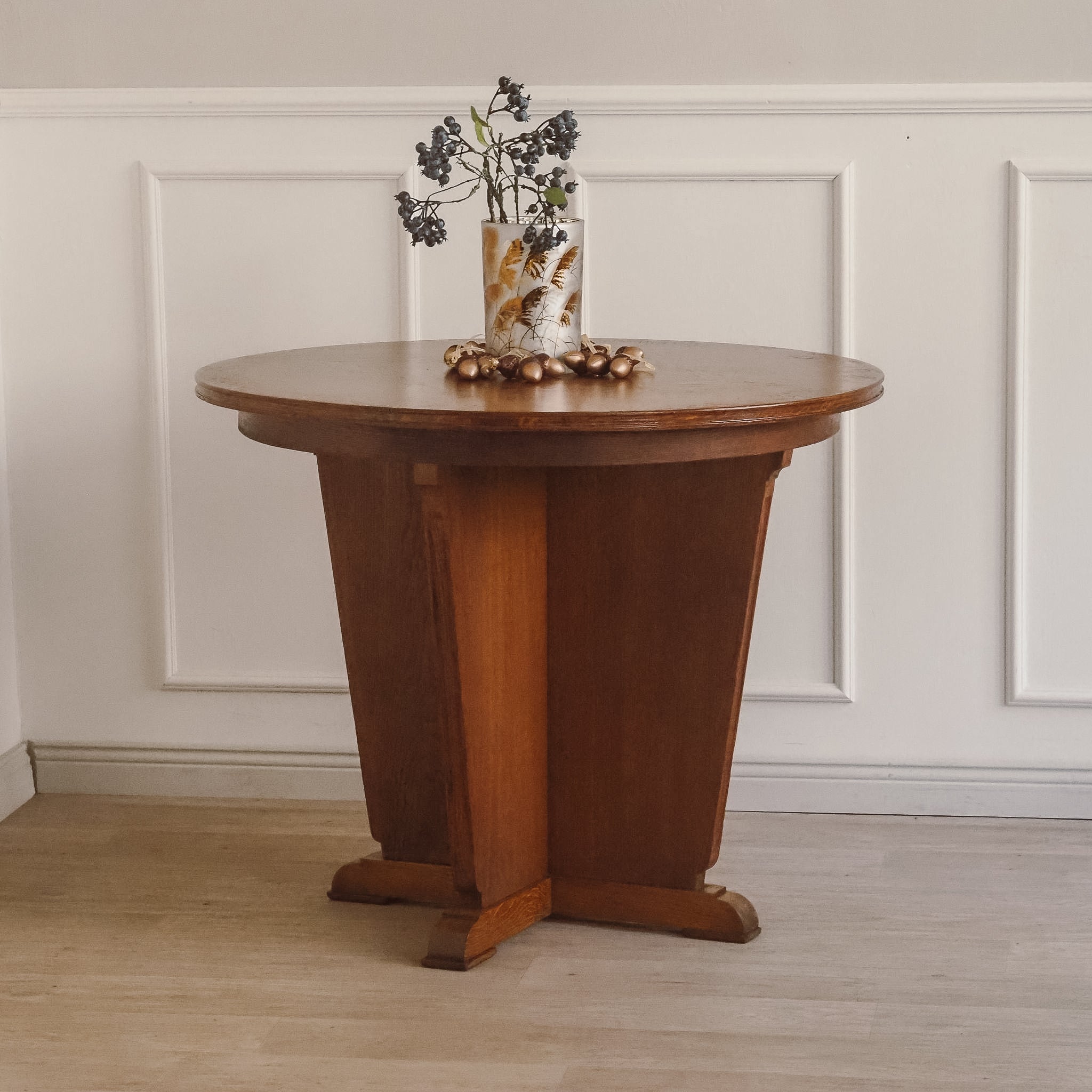 Runder Sofatisch Vintage um 1940 – Eiche