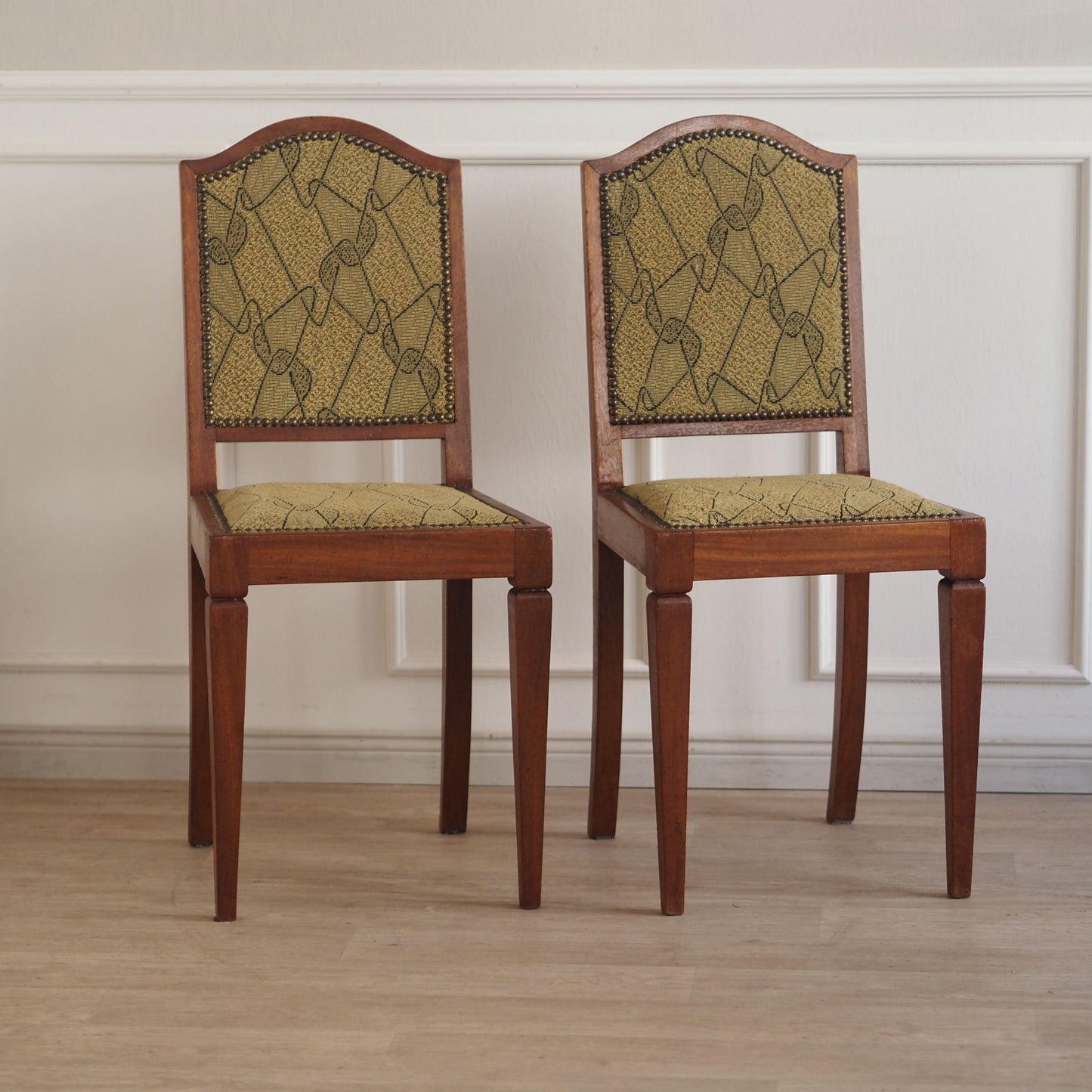 Vintage Art Deco Stühle Set aus Holz mit original Polsterung