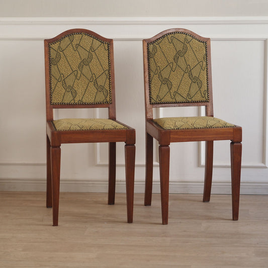 Vintage Art Deco Stühle Set aus Holz mit original Polsterung