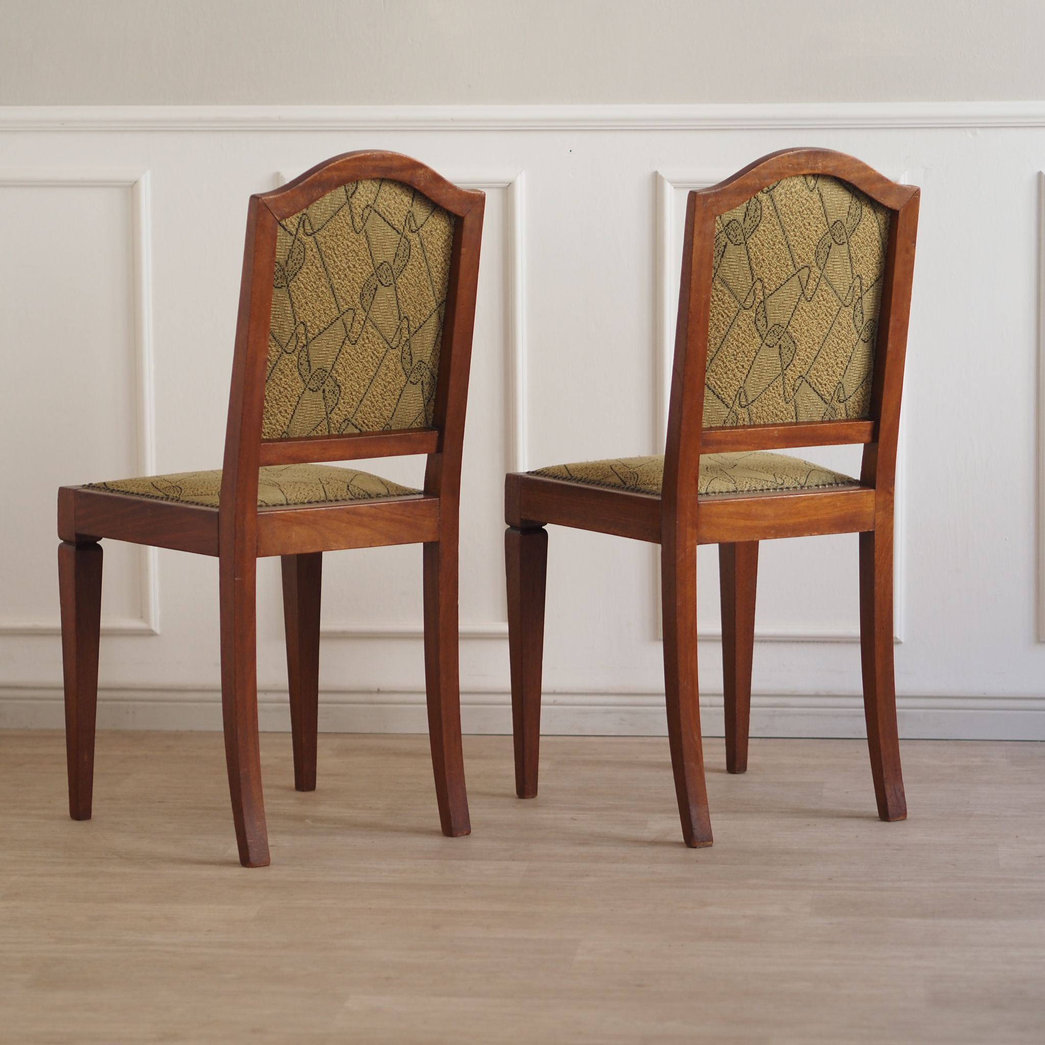 Vintage Art Deco Stühle Set aus Holz mit original Polsterung