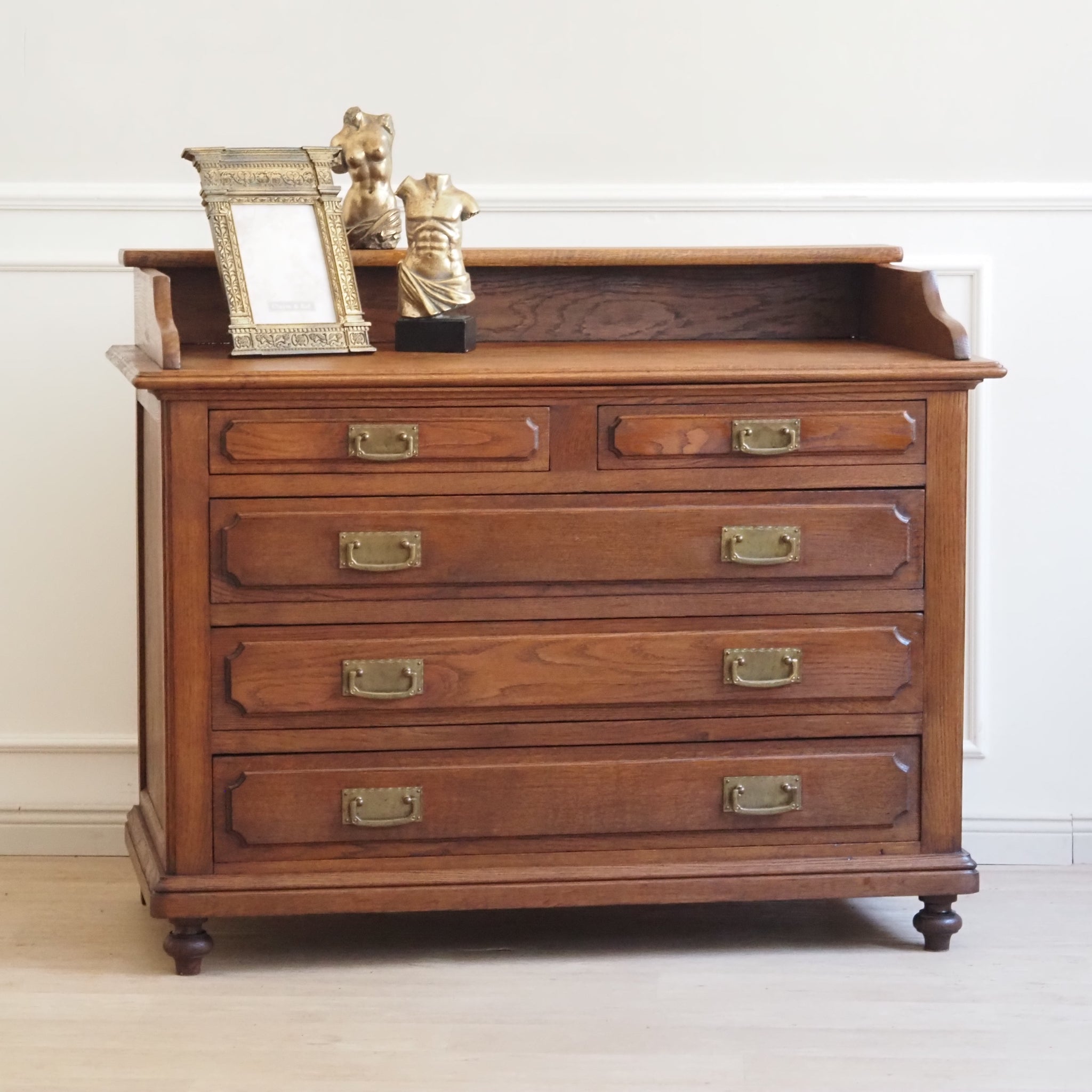 Antike Kommode mit Spiegelaufsatz um 1900 - Gründerzeit Spiegelkommode Eiche