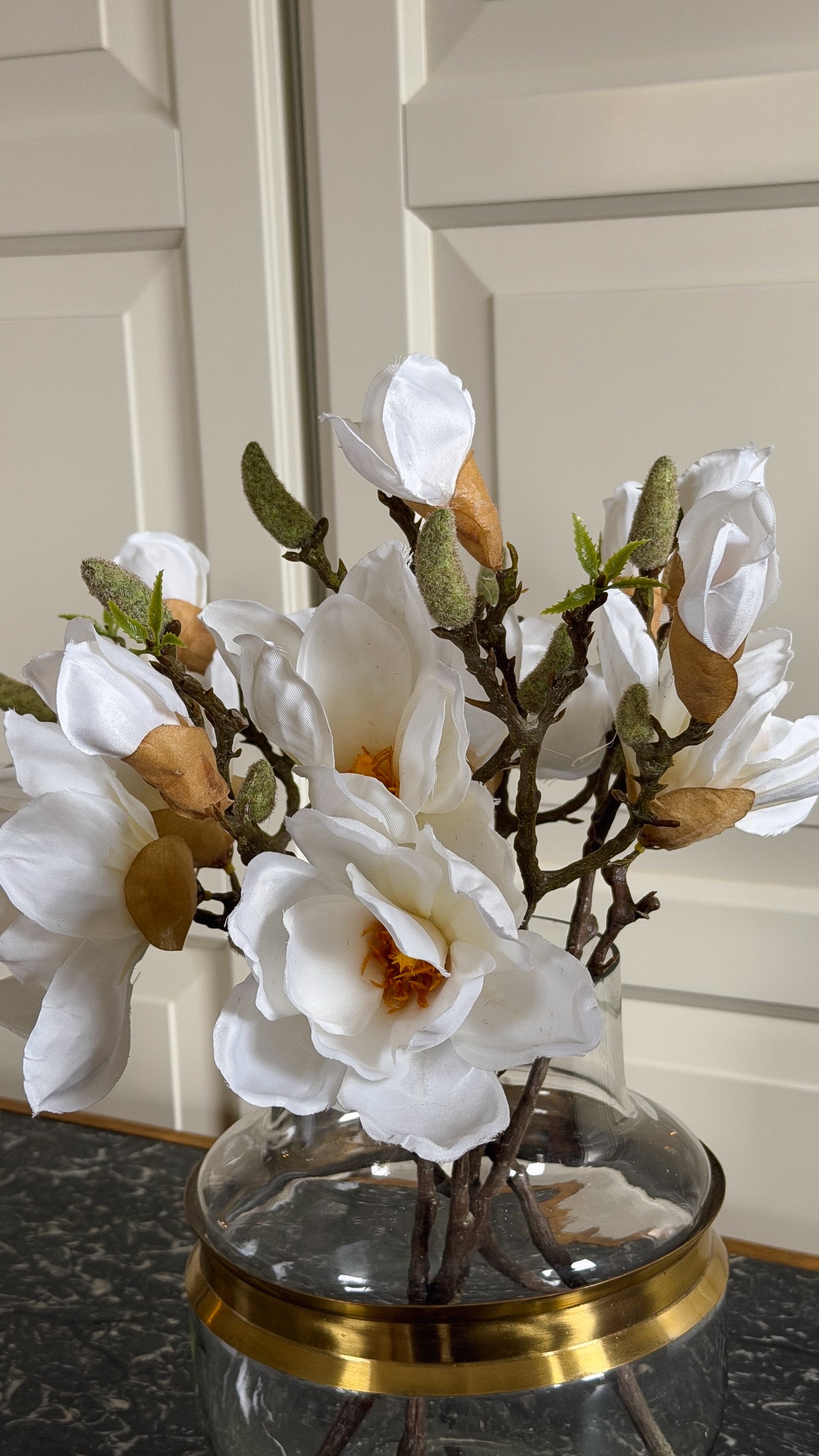 Magnolienzweig 6er-Set · naturgetreue Blütenzweige Frühling weiß