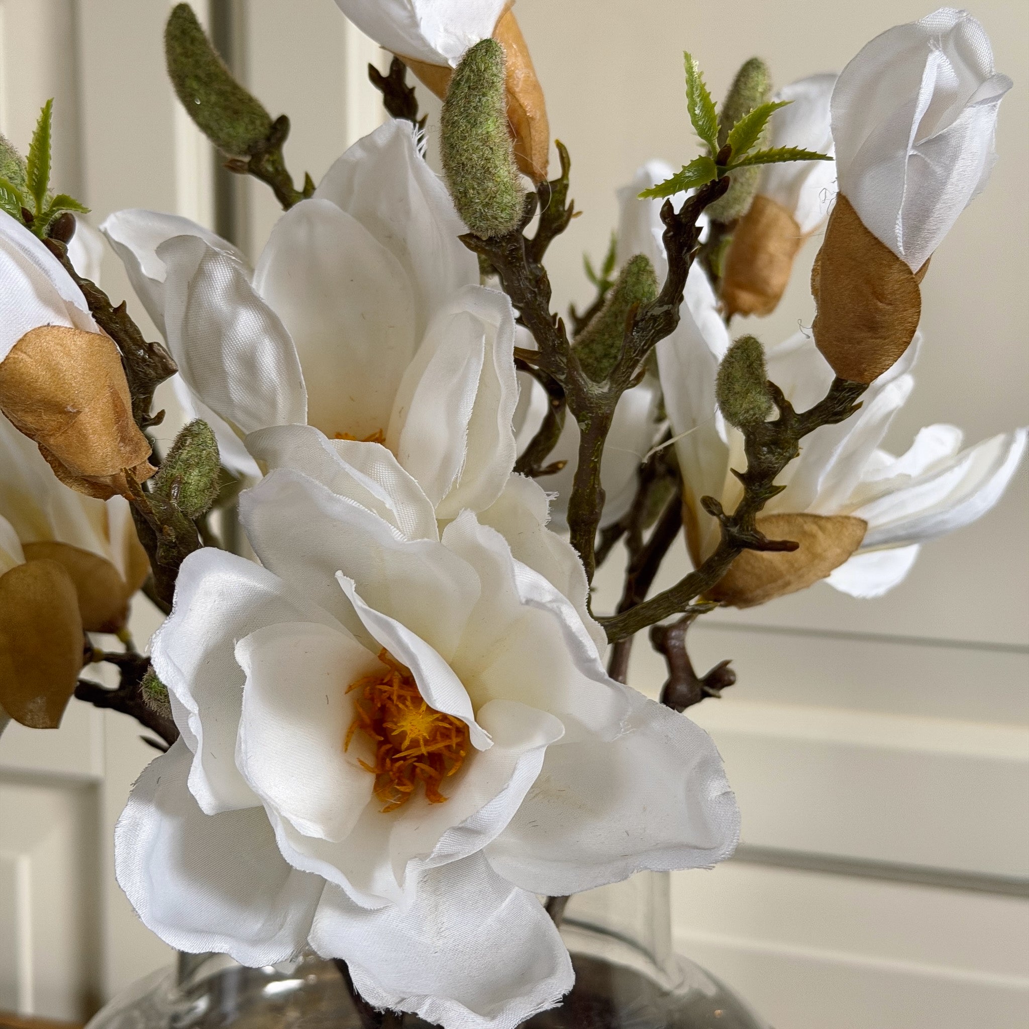 Magnolienzweig 6er-Set · naturgetreue Blütenzweige Frühling weiß