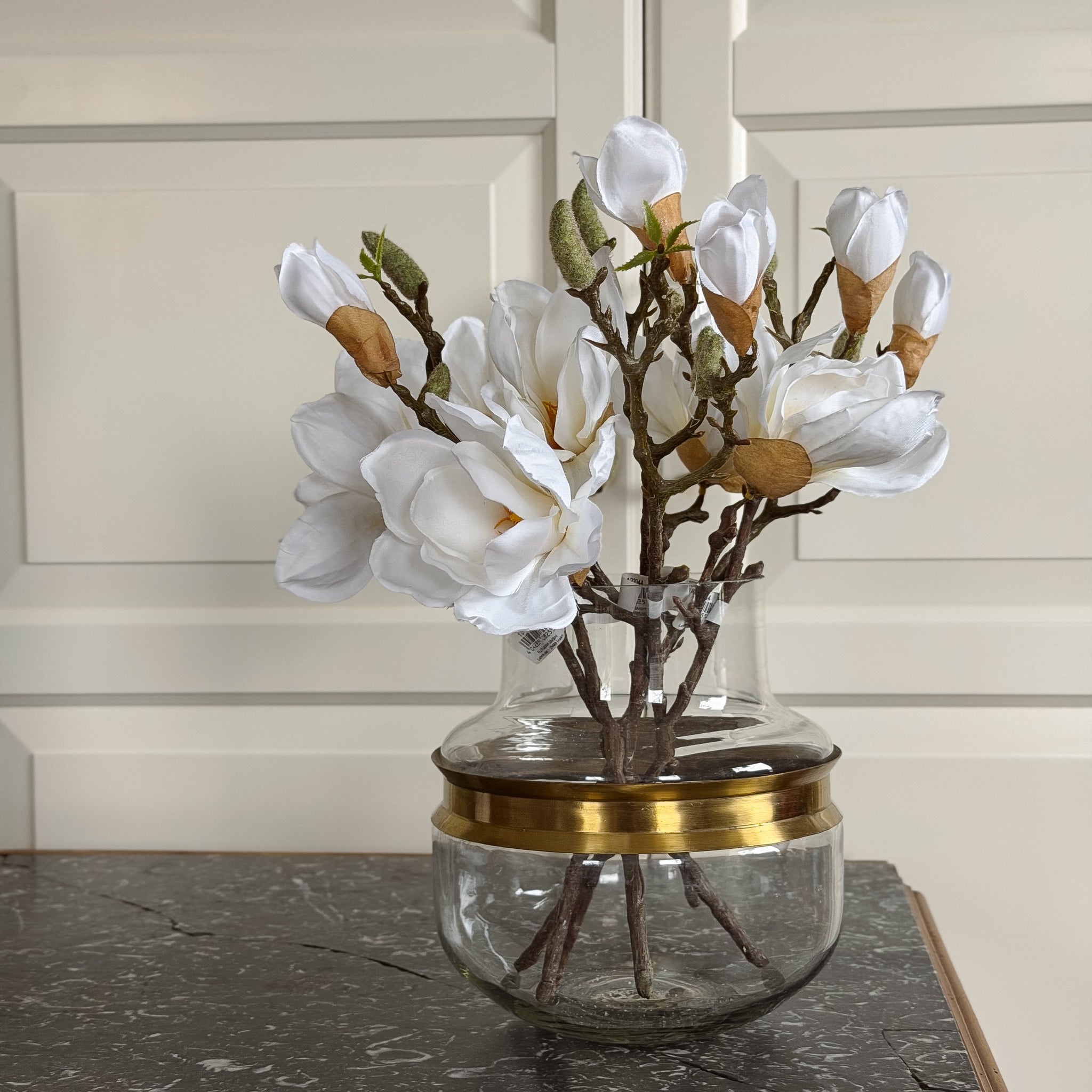 Magnolienzweig 6er-Set · naturgetreue Blütenzweige Frühling weiß