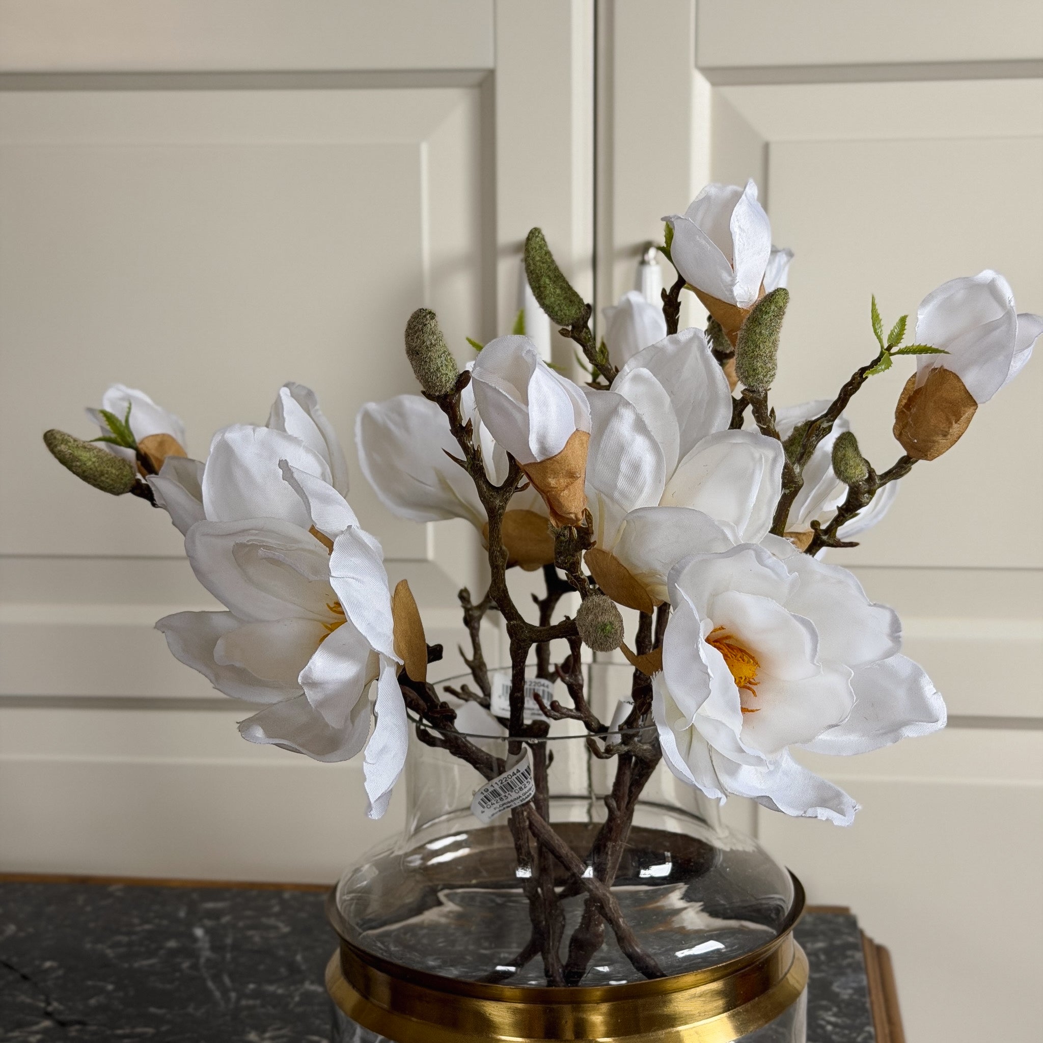 Magnolienzweig 6er-Set · naturgetreue Blütenzweige Frühling weiß