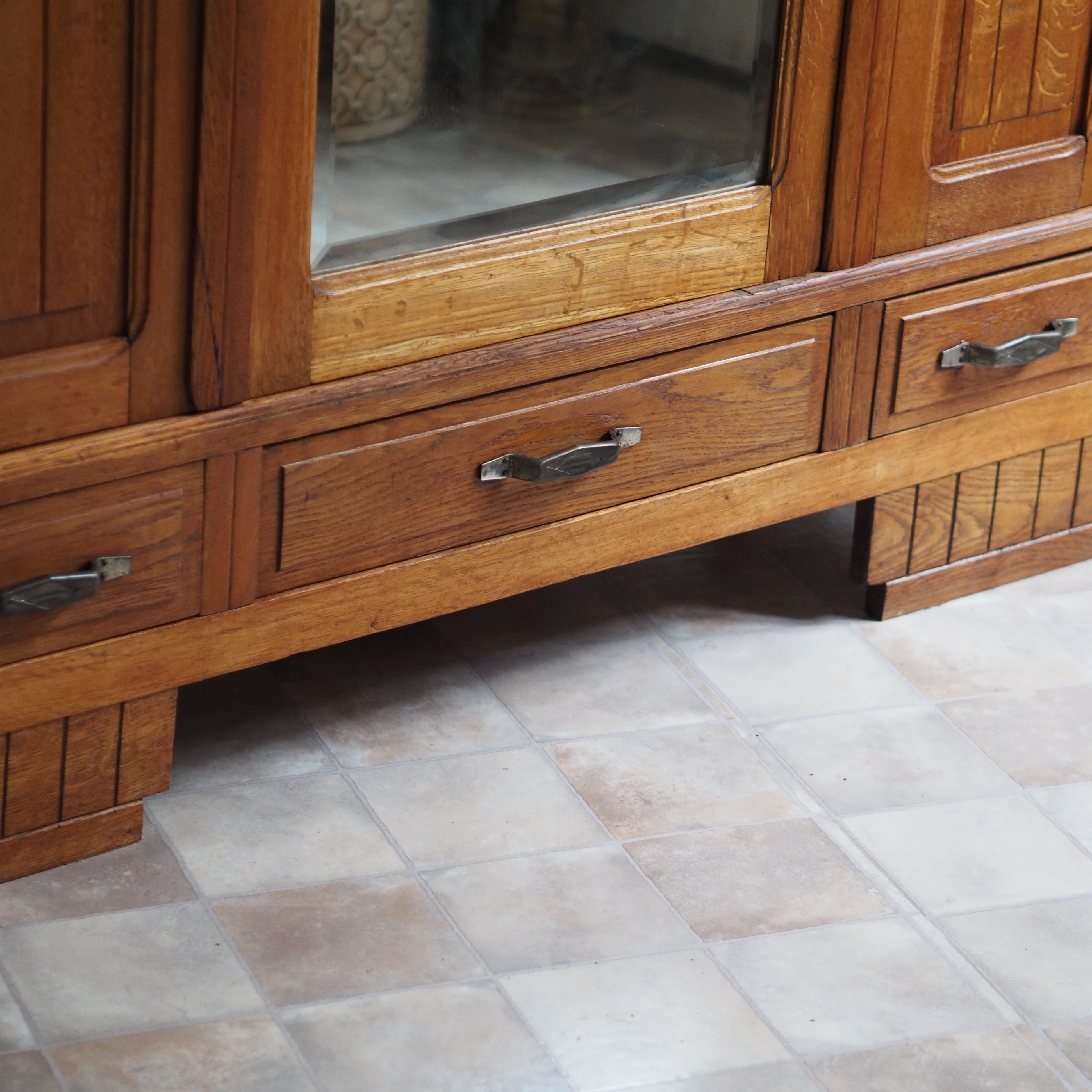 Art-Déco Kleiderschrank Eiche mit Spiegeltür um 1930
