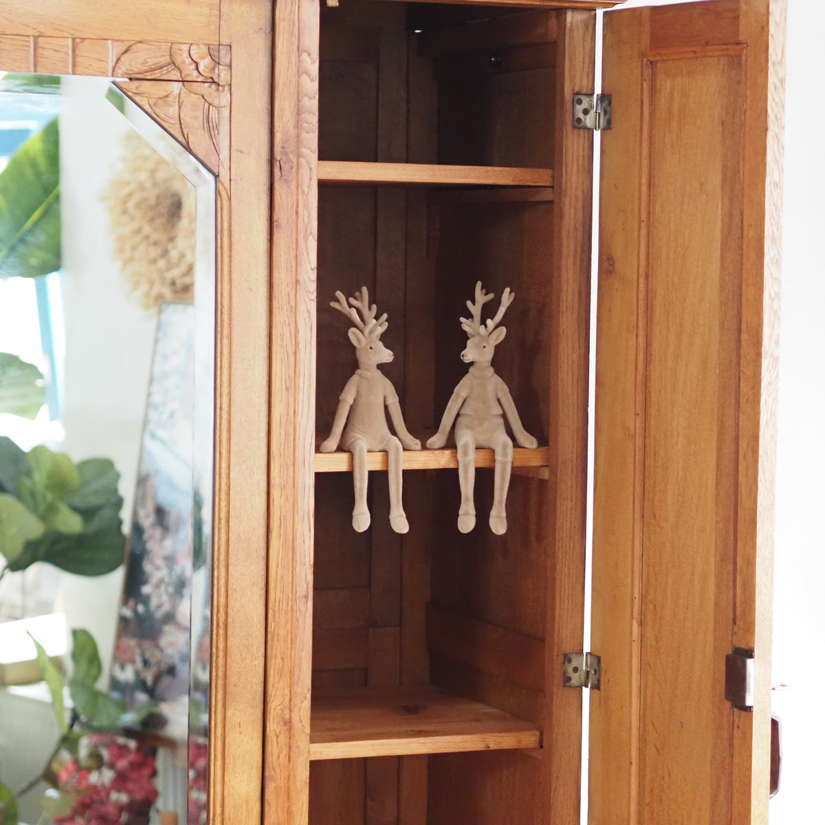 Art-Déco Kleiderschrank Eiche mit Spiegeltür um 1930