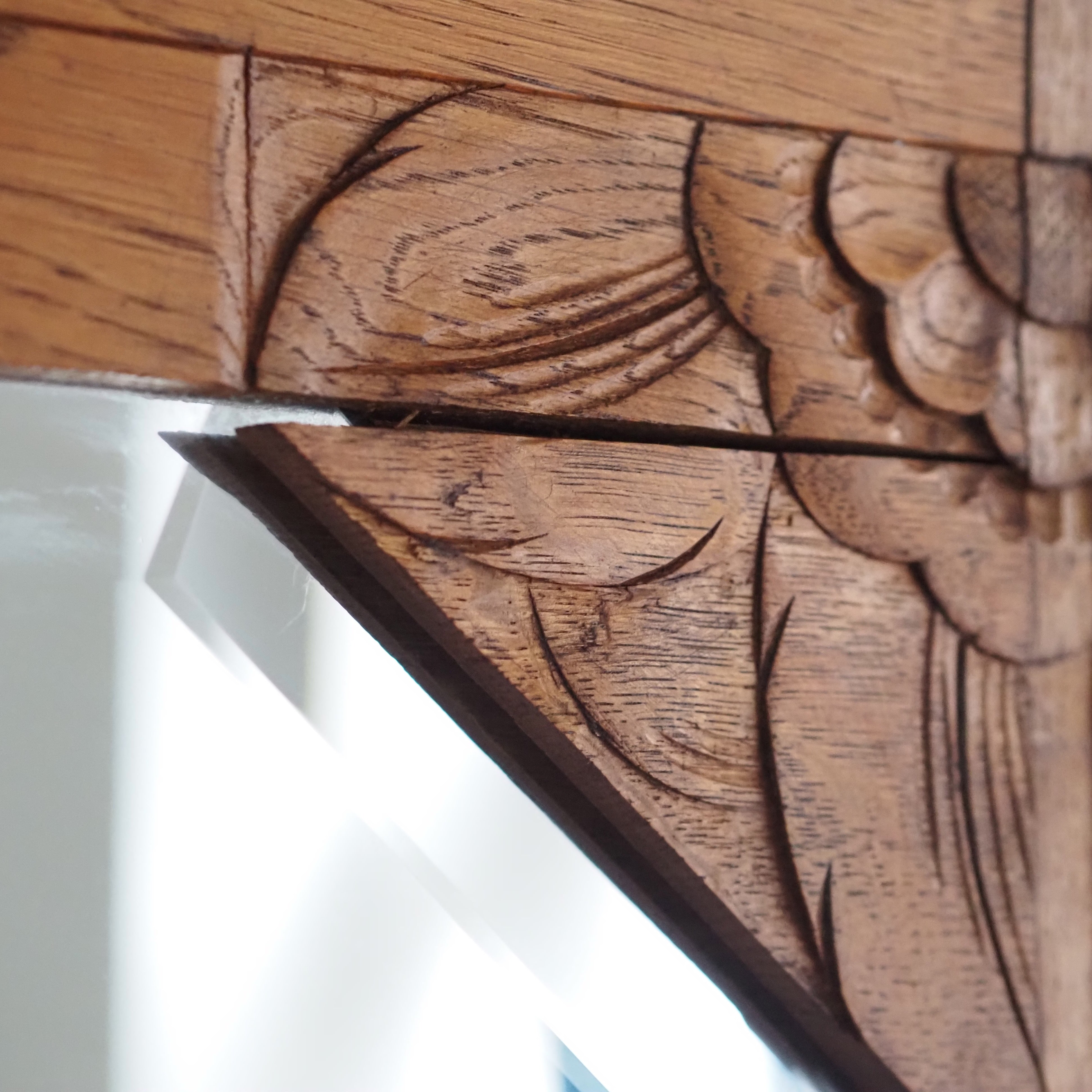 Art-Déco Kleiderschrank Eiche mit Spiegeltür um 1930
