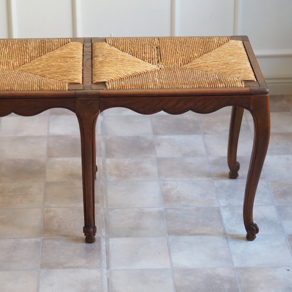 Sitzbank Louis XV Stil mit Strohgeflecht um 1960