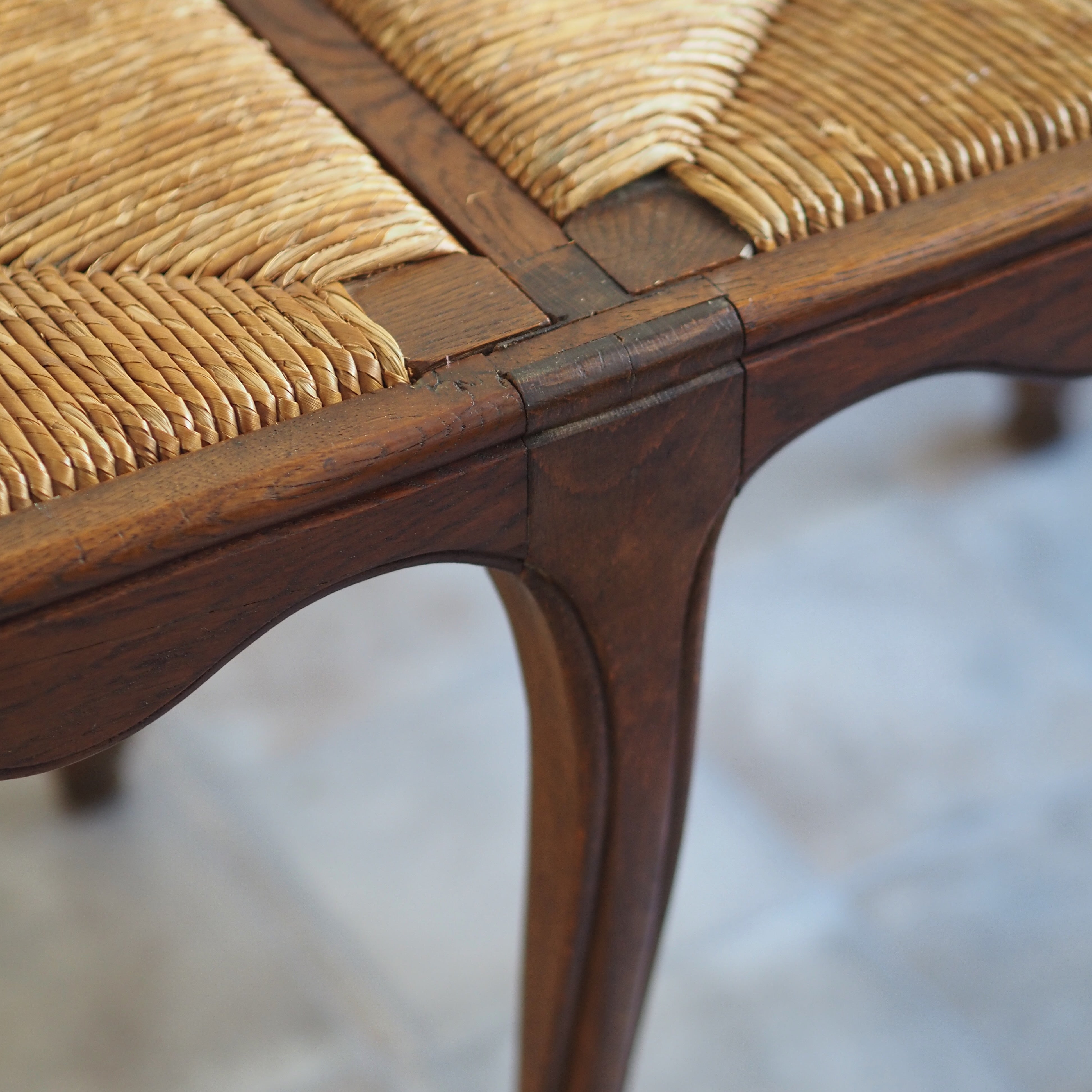 Sitzbank Louis XV Stil mit Strohgeflecht um 1960