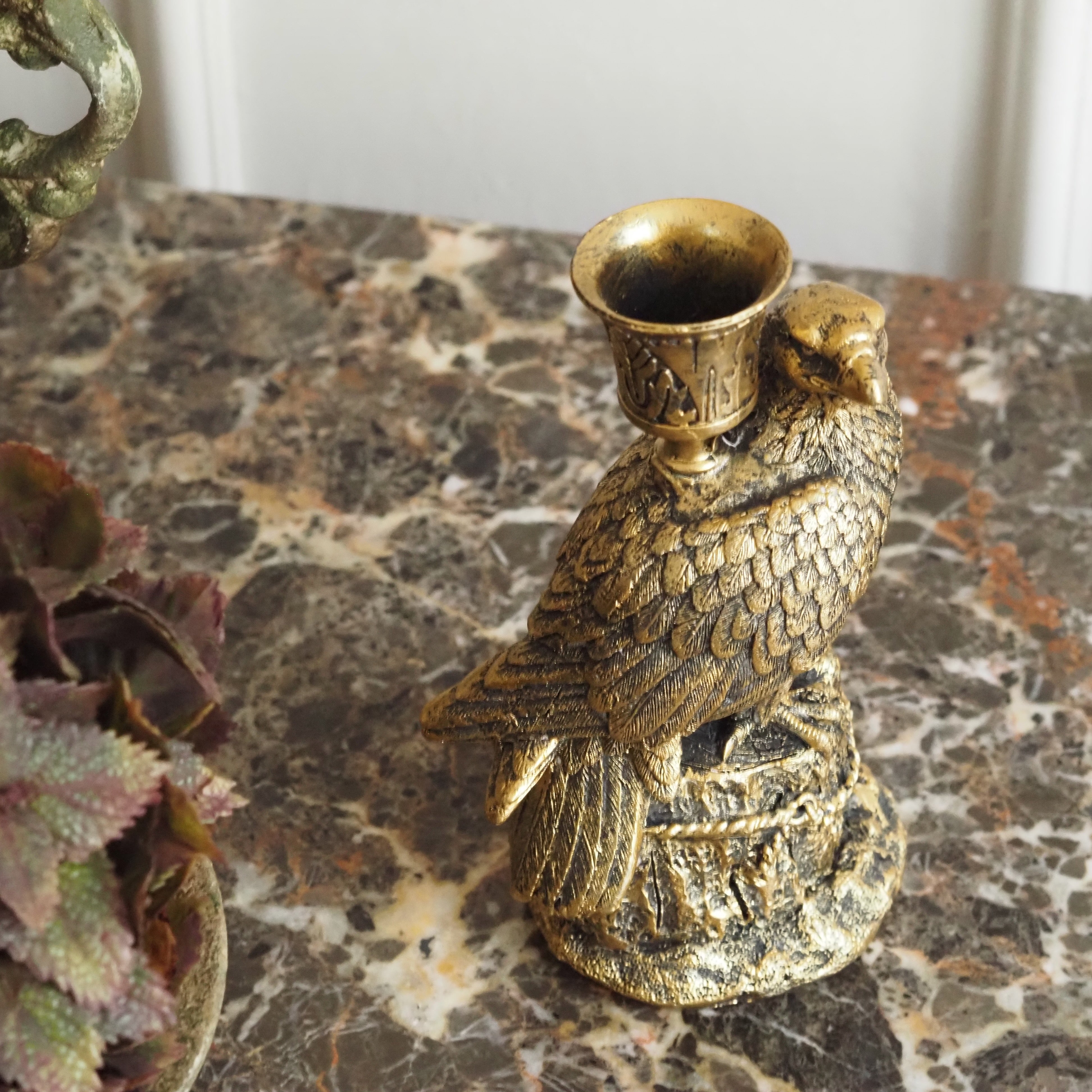 Kerzenständer Adler · Figuraler Kerzenhalter Antikgold Historismus Kunstharz