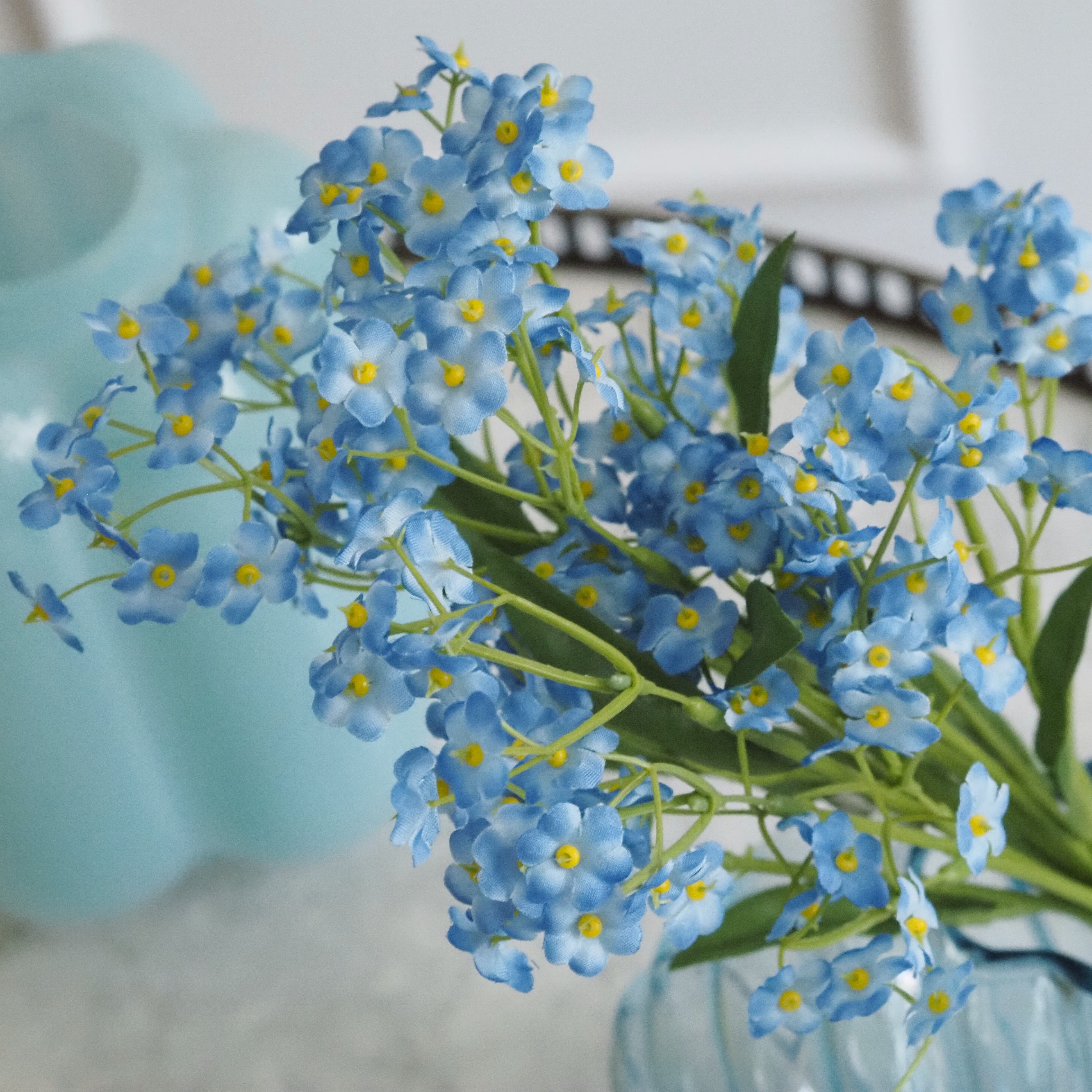 Dekozweig Vergissmeinnicht · florale Replik / feines Blütenbündel