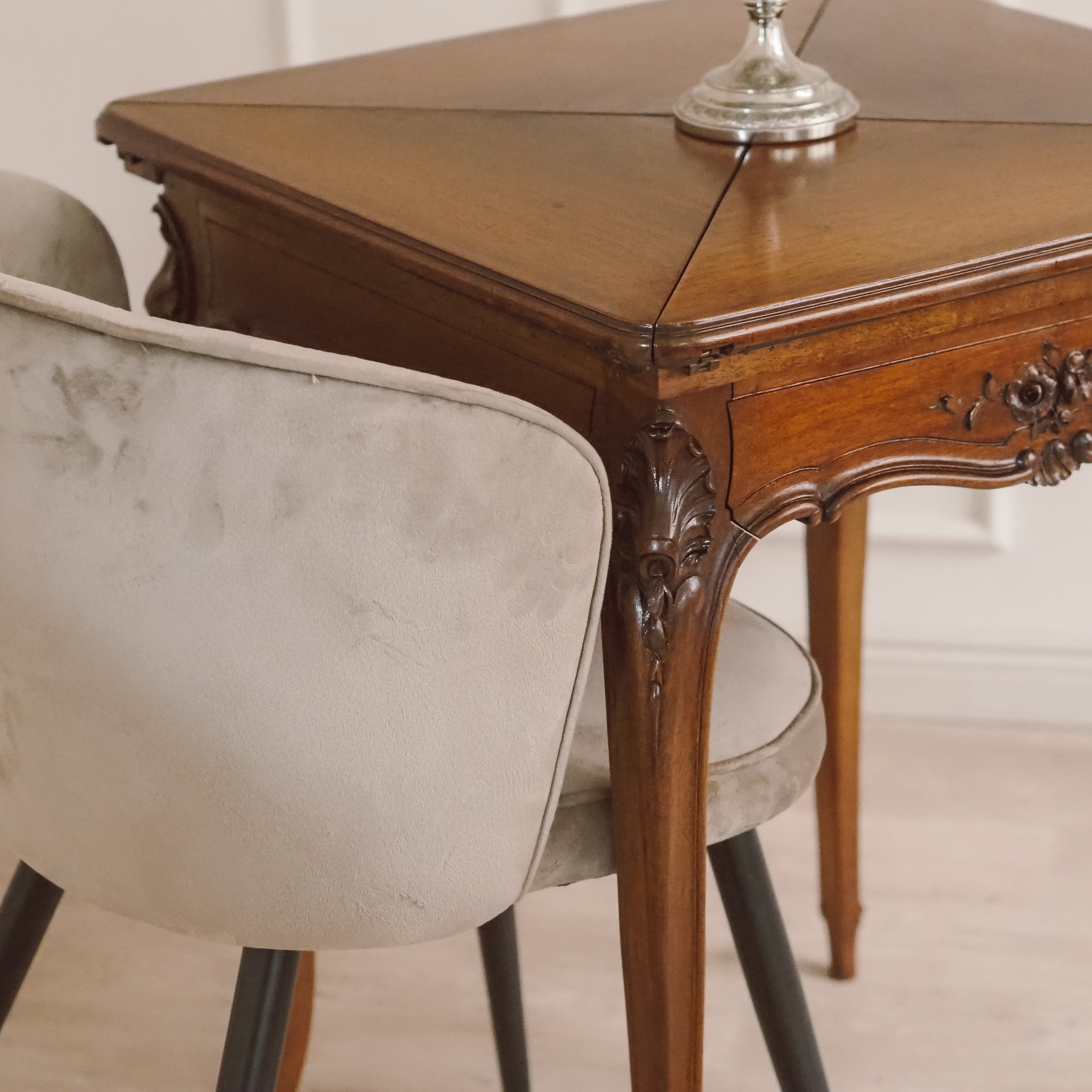 Louis-XV Spieltisch Eiche Klapptisch Kartentisch um 1890