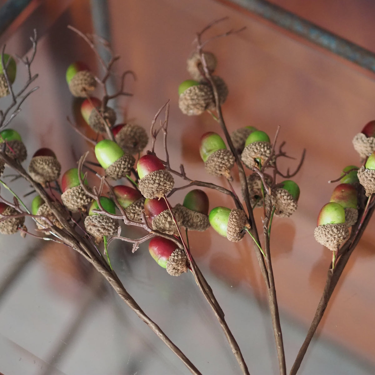 Eichelzweig Grün · Herbstdekoration 4er-Bündel Naturoptik
