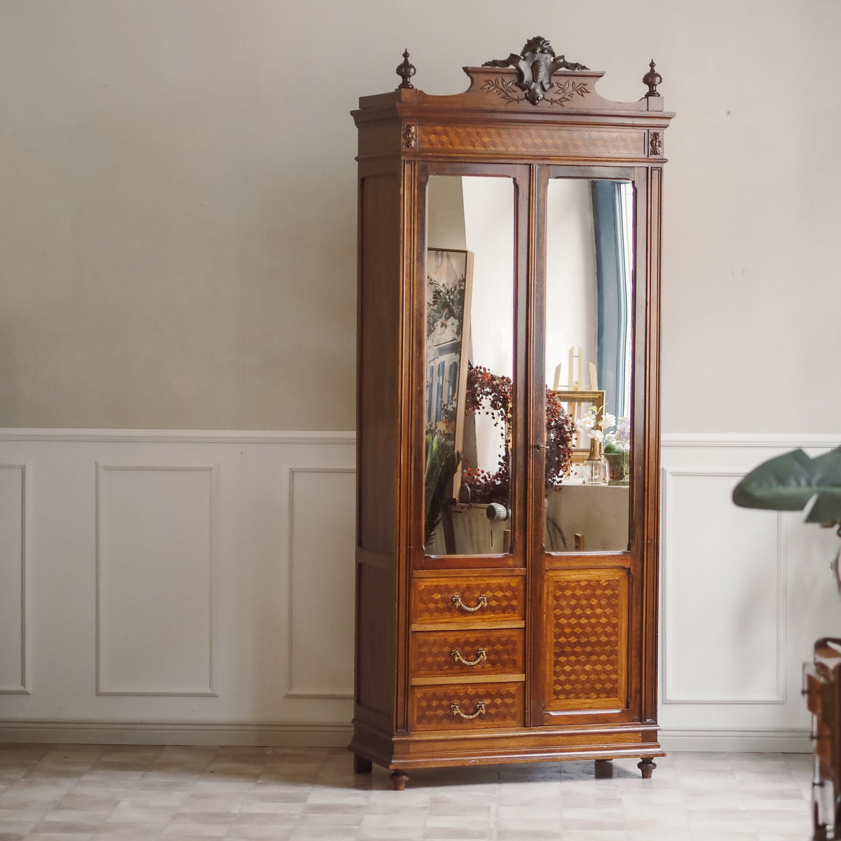 Spiegelschrank Louis-XVI-Stil Mahagoni um 1890