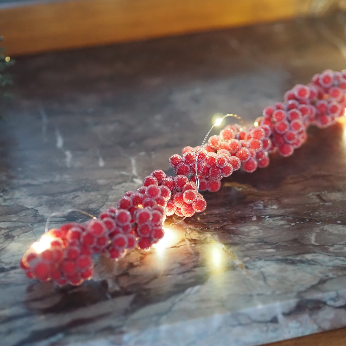 Beerenzweig Rot geeist · Winterliche Tischdekoration 4er Set