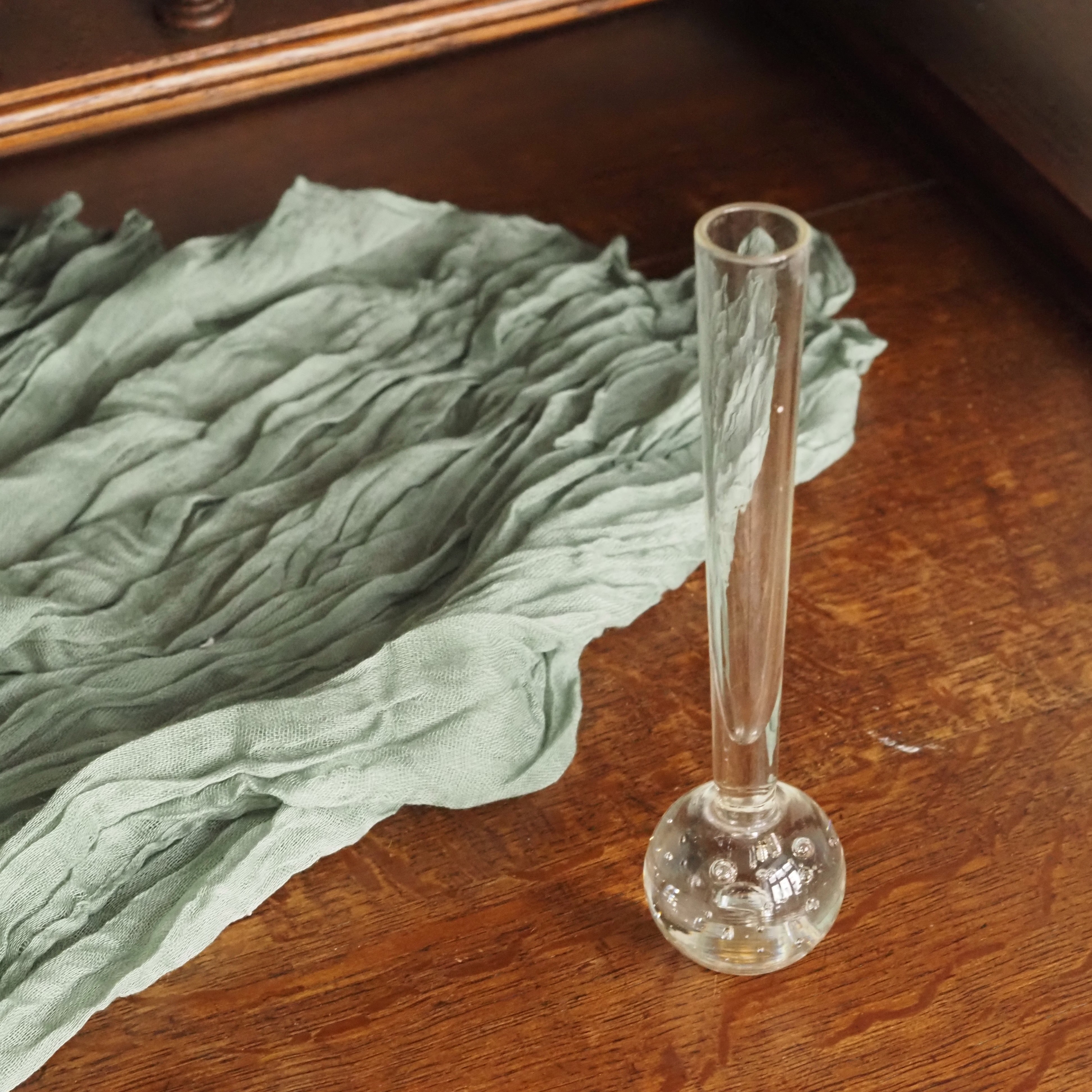 Solifleur-Vase Glas · Kugelfuß mit Luftblasen · Vintage um 1960–1970