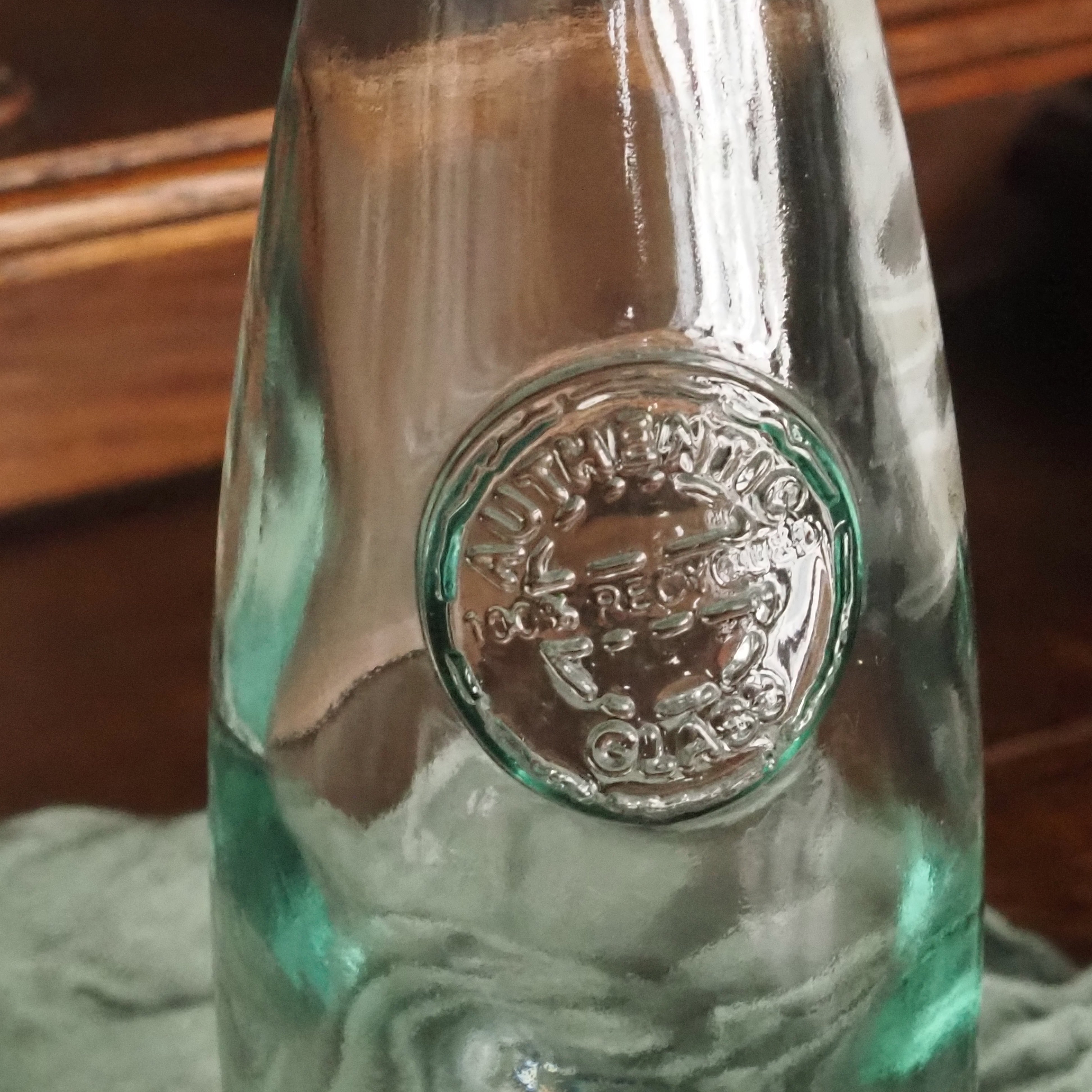 Dekoglasflasche · Landhausstil · grünliches Naturglas