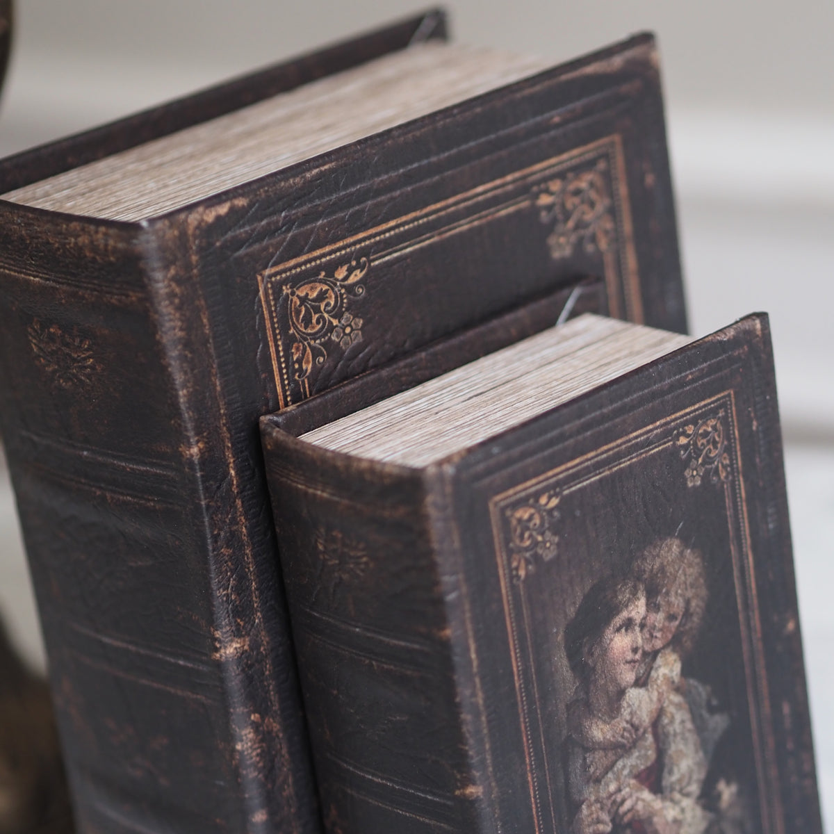 Buchbox 2er-Set · Historistischer Einband Frau-Kind-Motiv