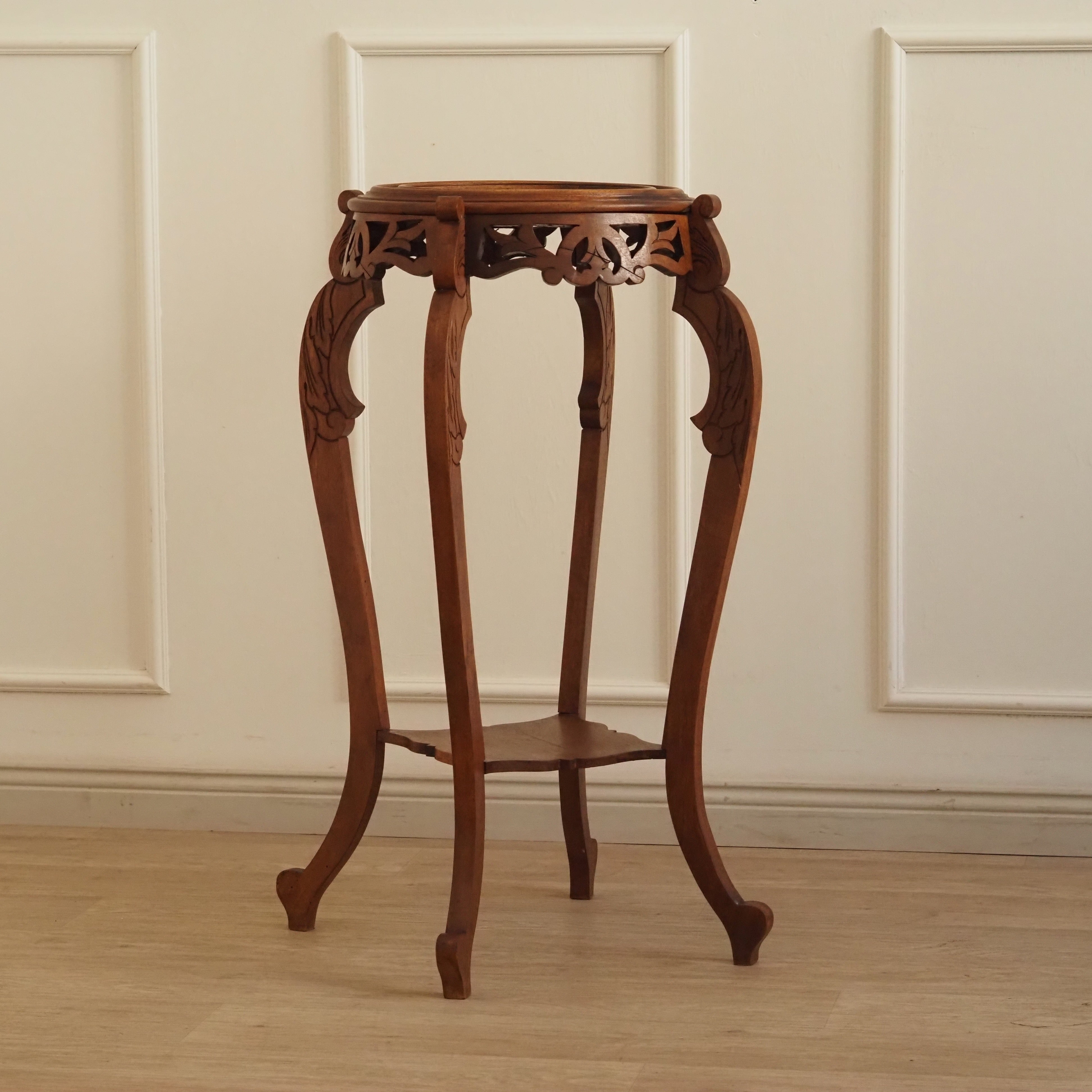 Gründerzeit Blumensäule mit Marmorplatte – Beistelltisch Neorokoko um 1880