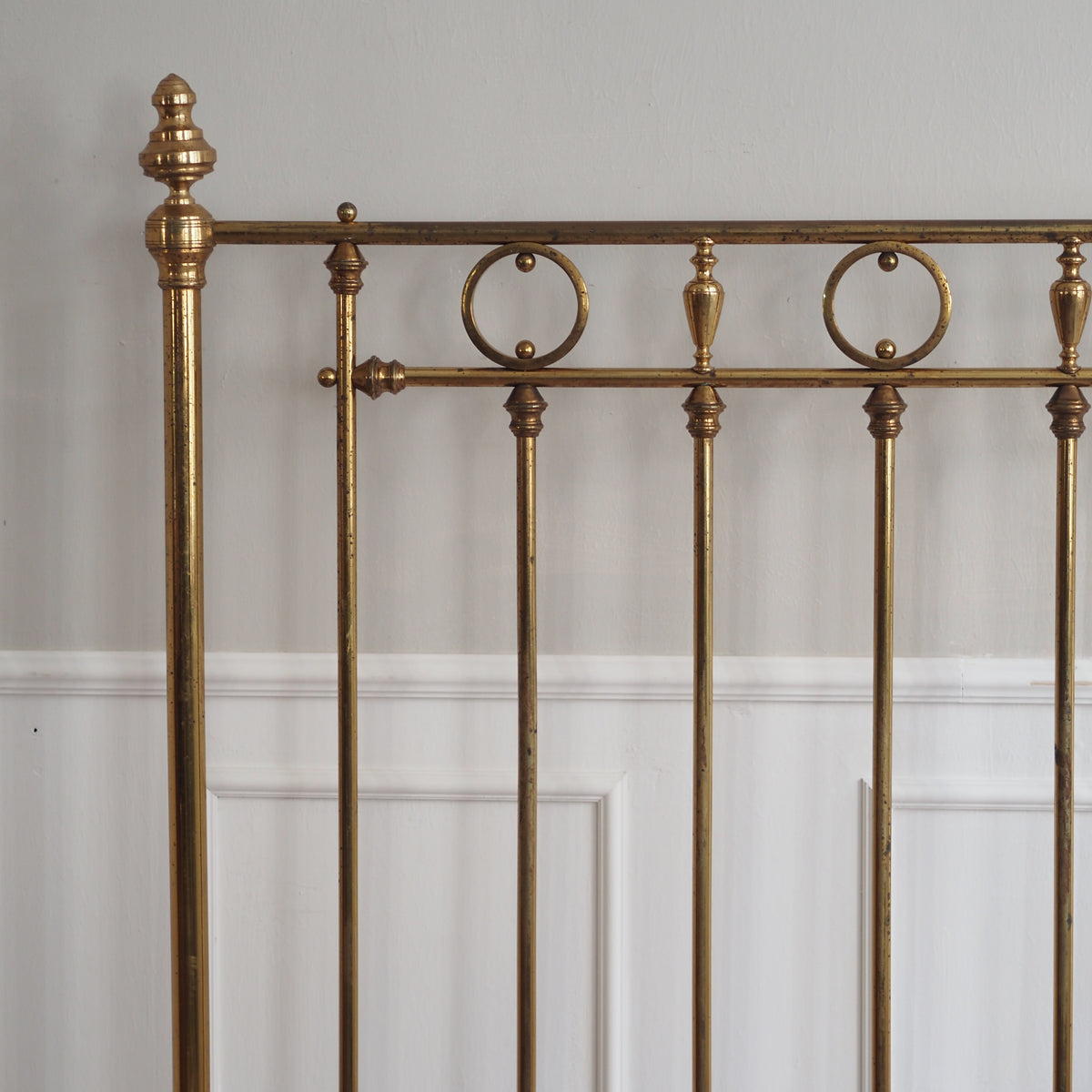 Messingbett antik um 1900 mit Ringdekor