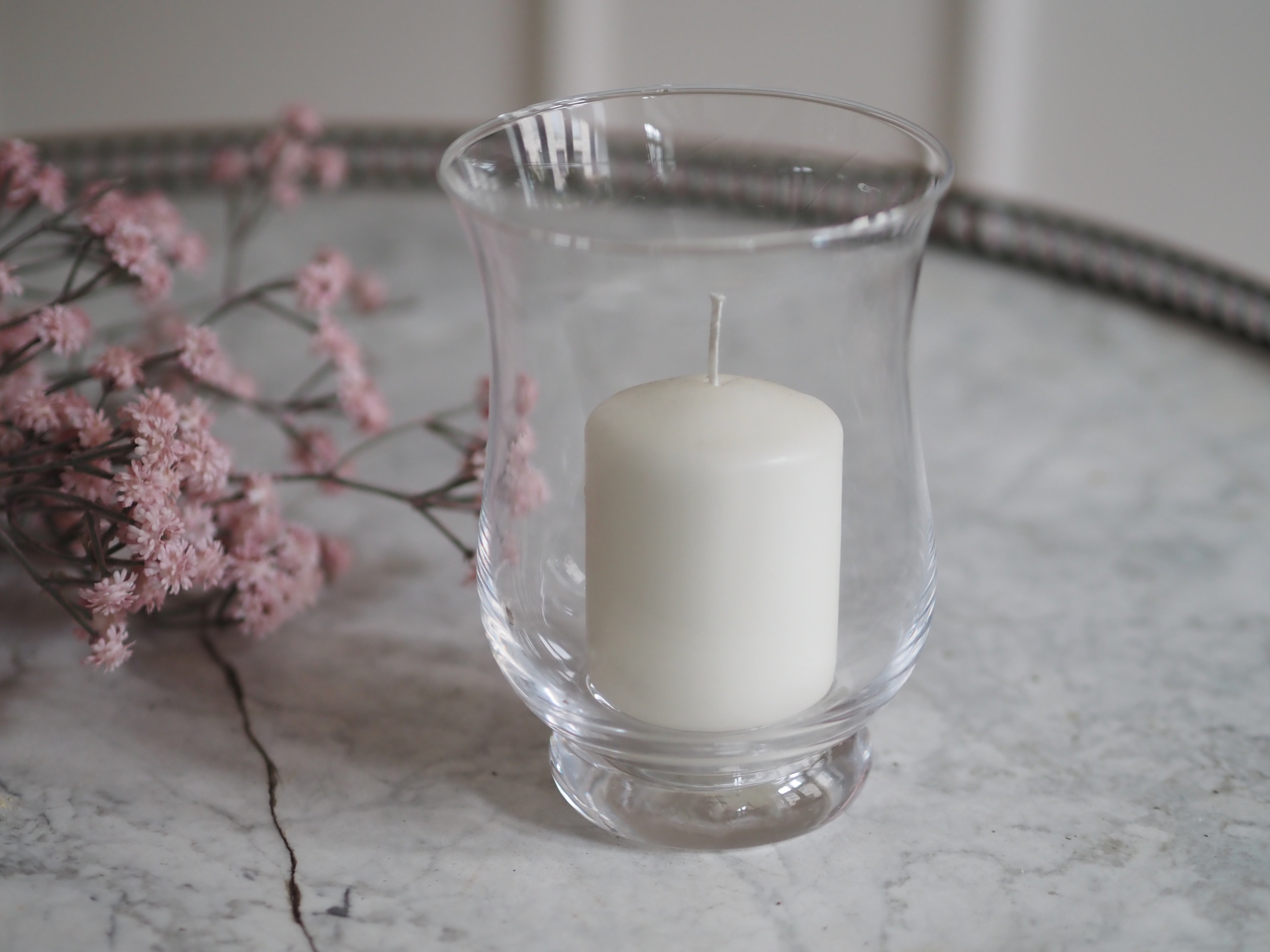 Windlicht aus Glas · schlichtes klares Dekorationsobjekt