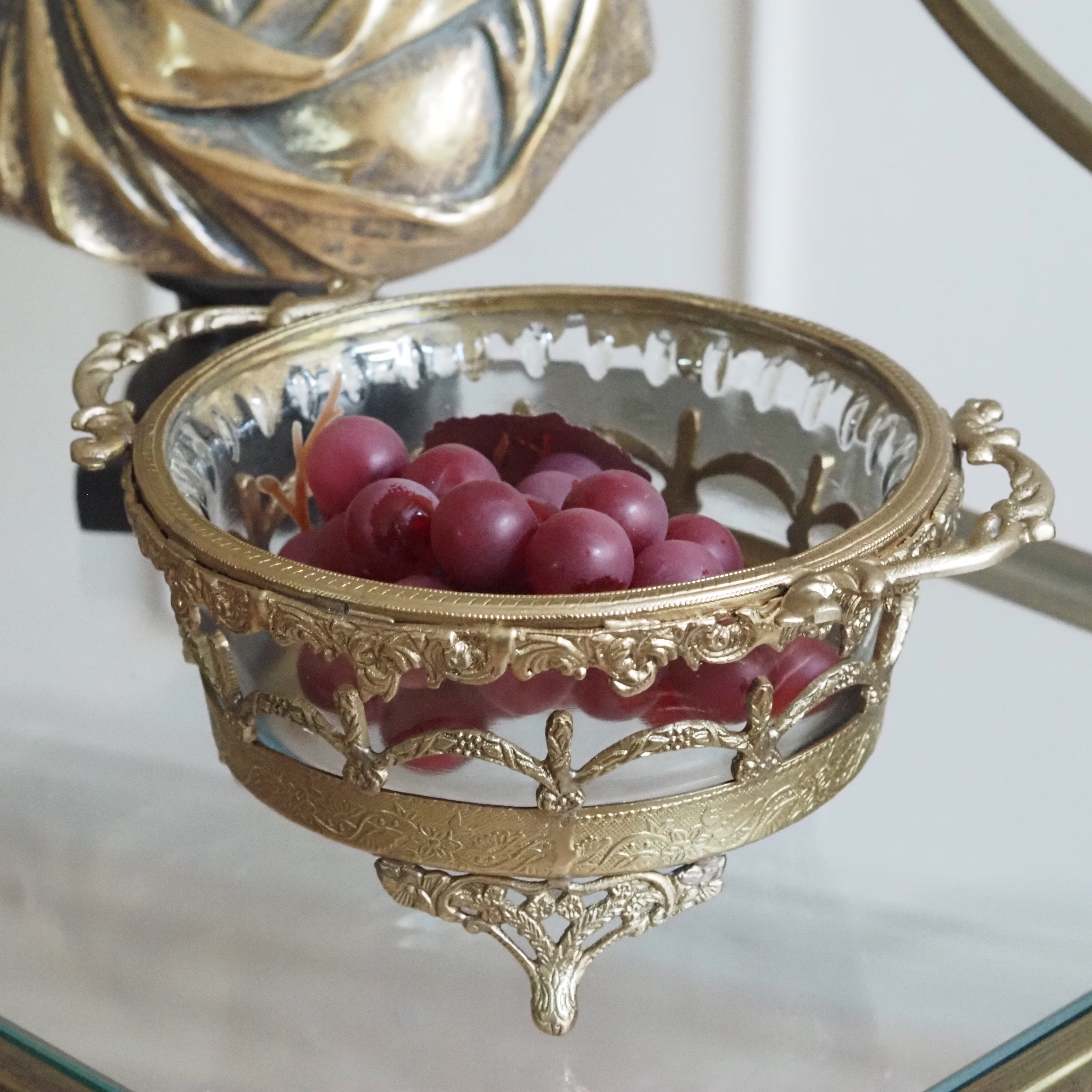Dekoschale Gold · Glasschale mit Metallrahmen im Neobarock