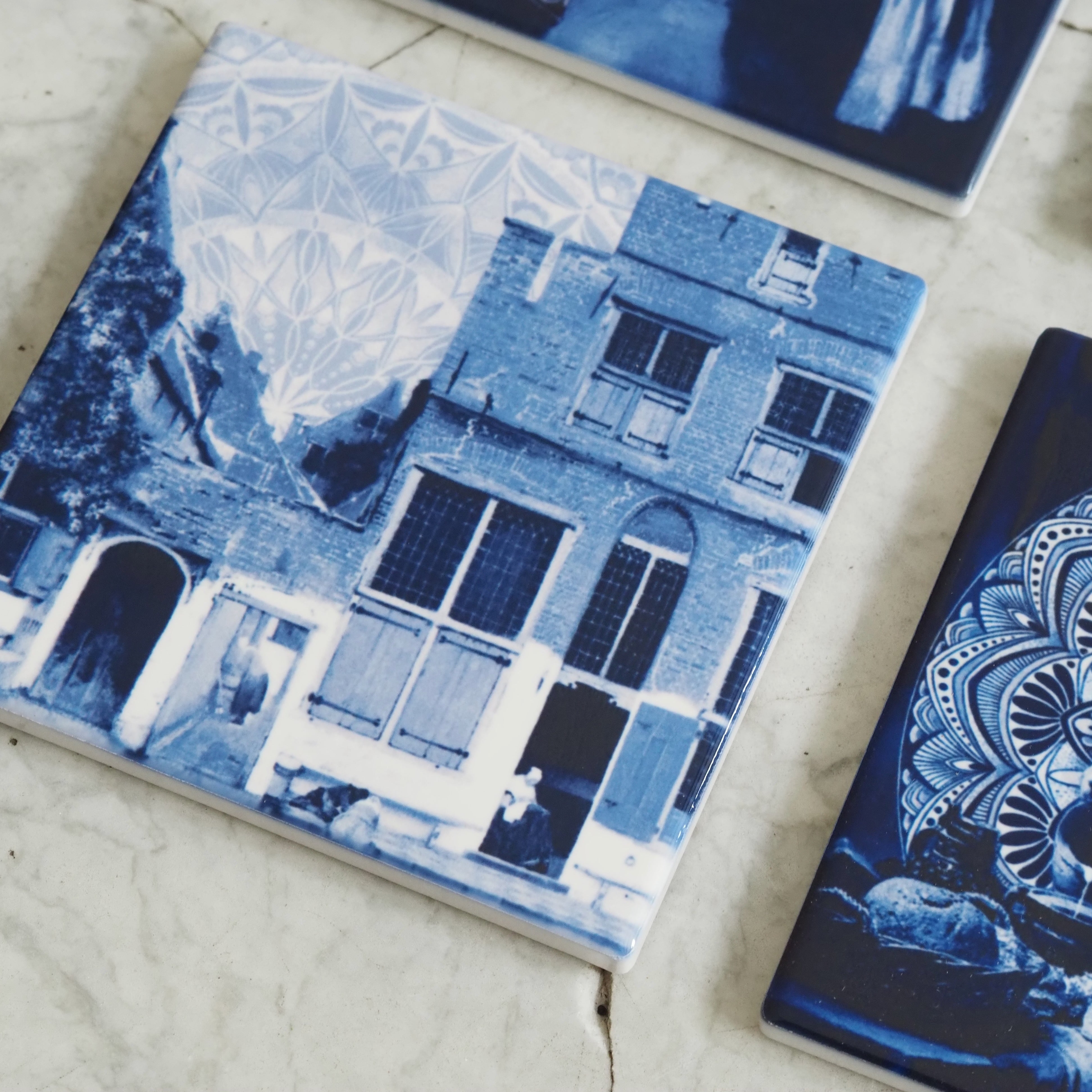 Untersetzer-Set Delfter Blau · Keramik mit Vermeer-Motiven, 4-teilig