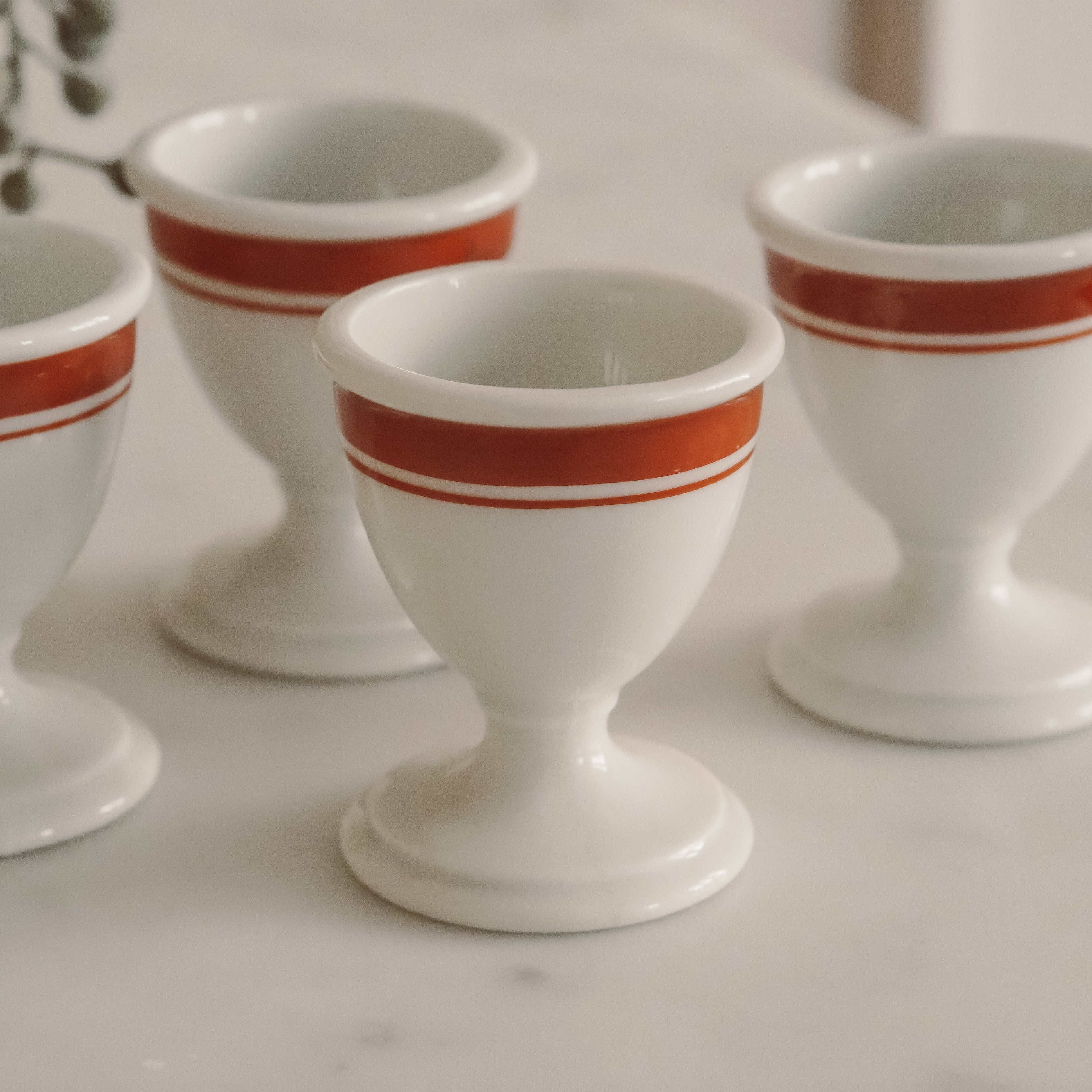 Eierbecher Set · Pillivuyt Frankreich · Bistro Porzellan
