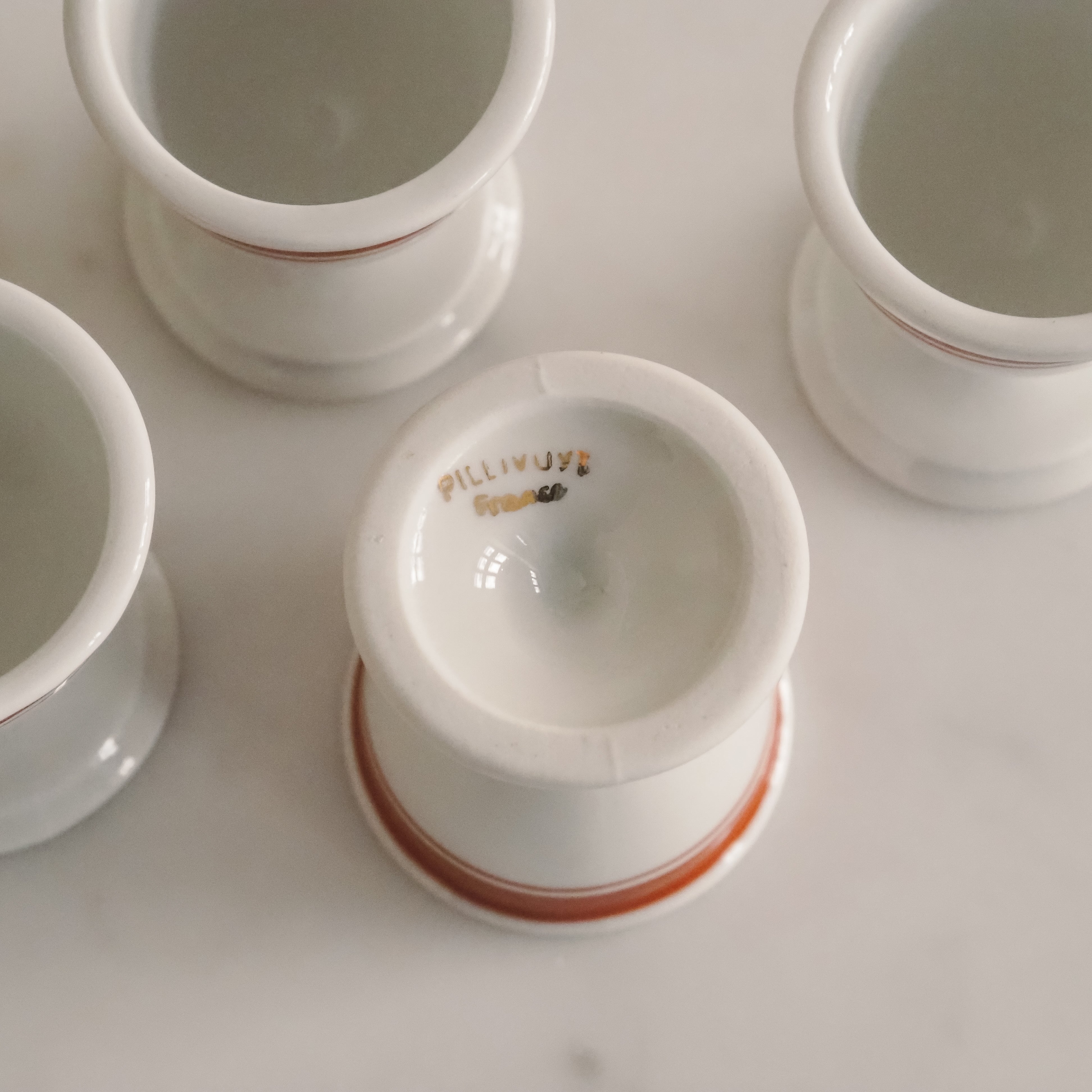 Eierbecher Set · Pillivuyt Frankreich · Bistro Porzellan
