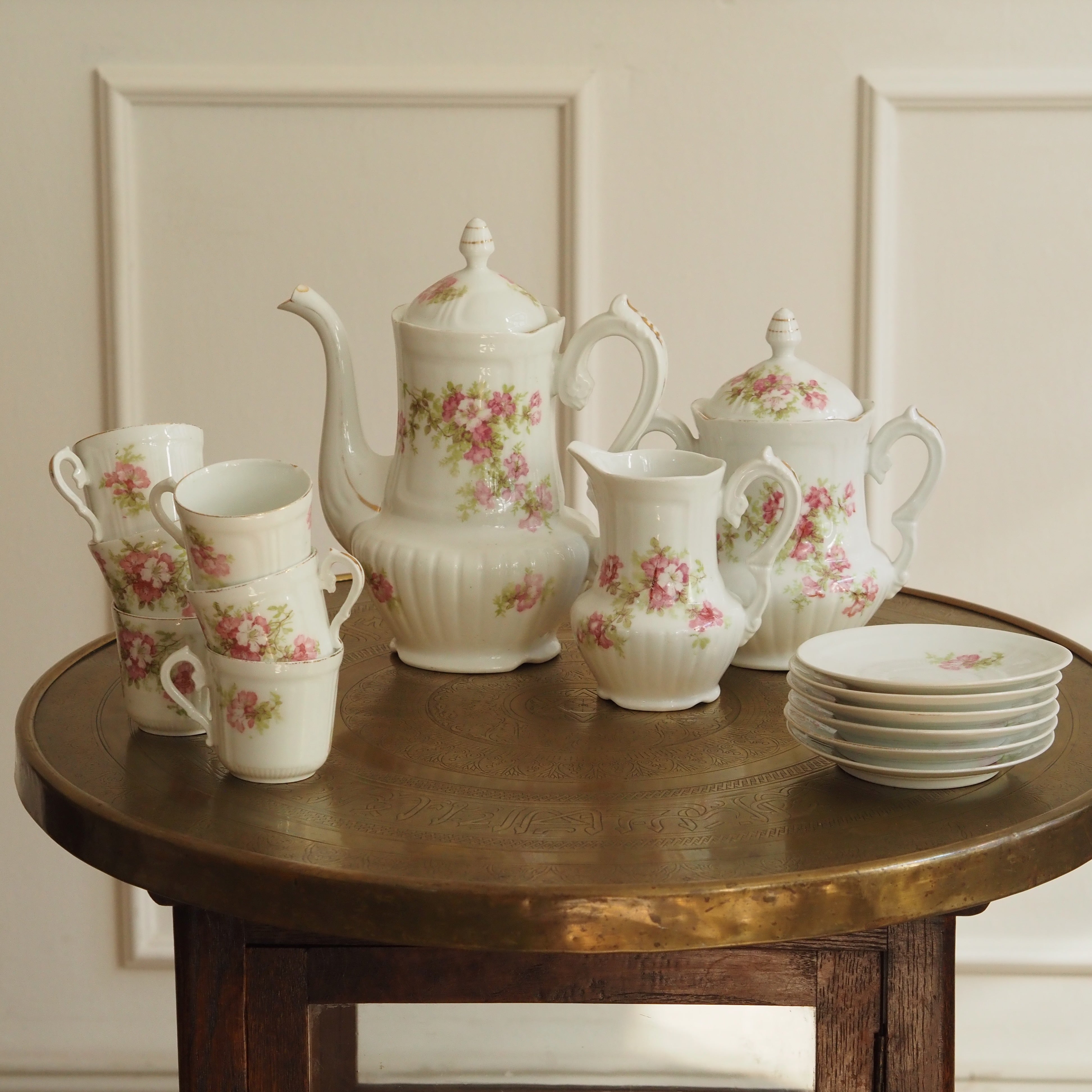 Kaffeeservice Porzellan 15-teilig · Blumendekor um 1900