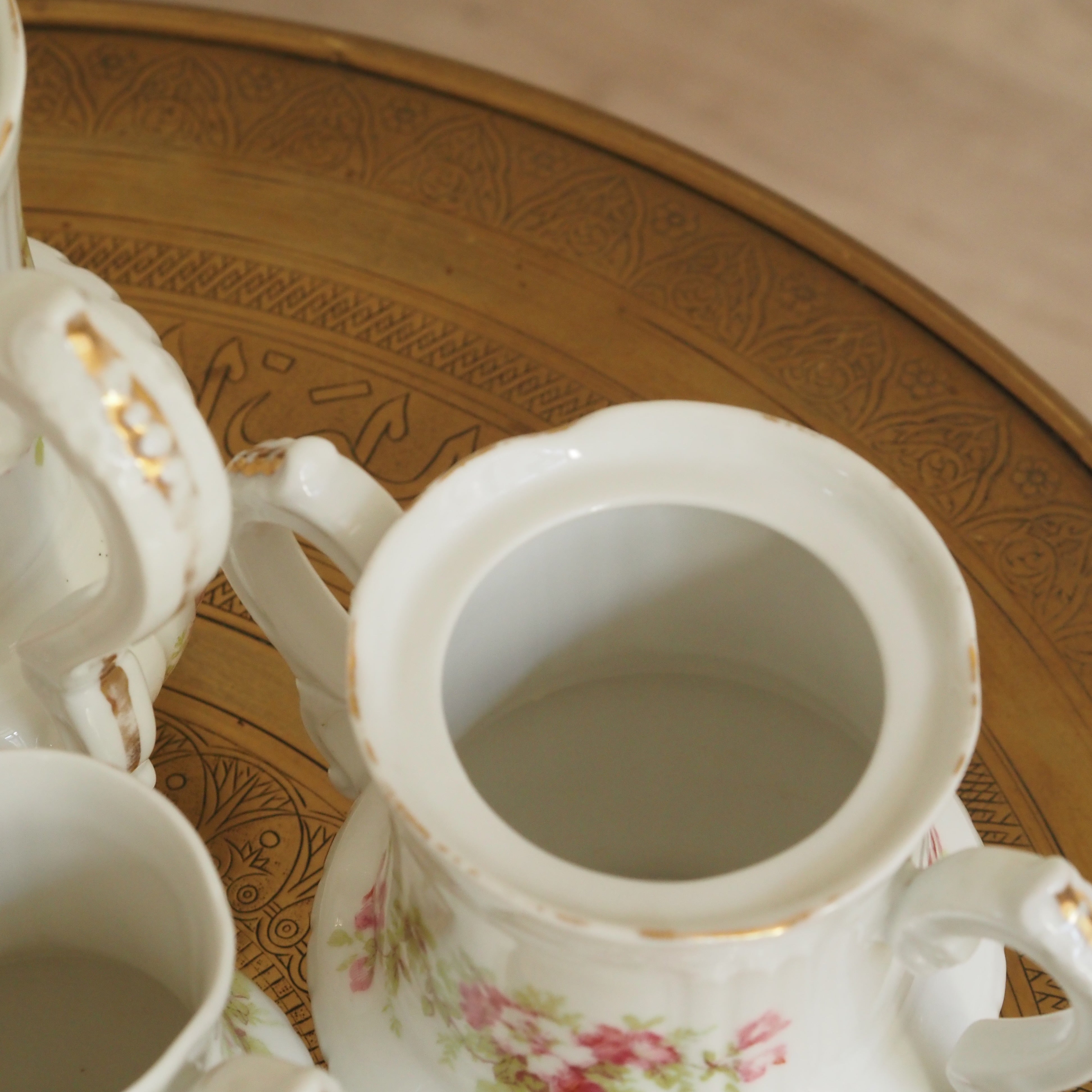 Kaffeeservice Porzellan 15-teilig · Blumendekor um 1900
