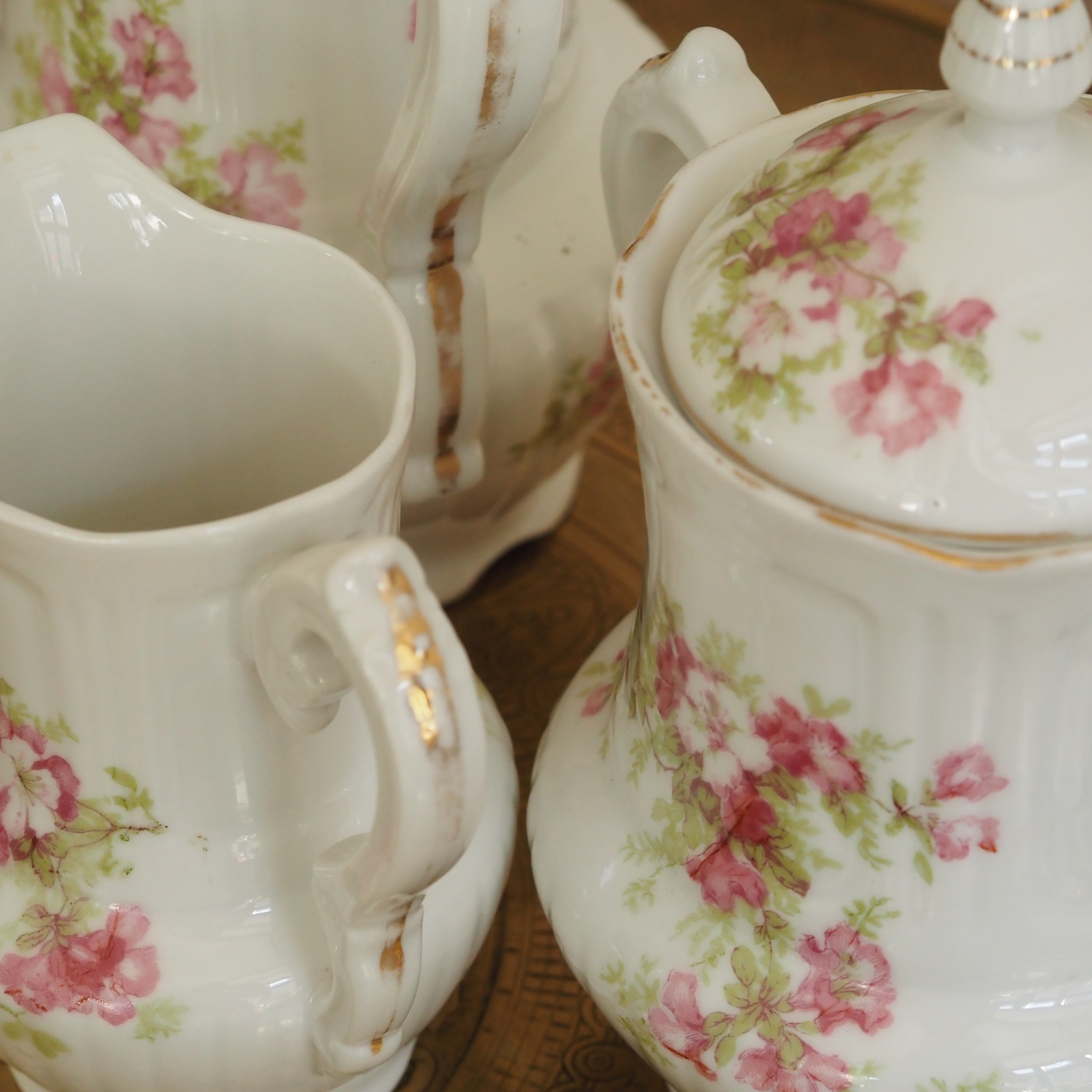 Kaffeeservice Porzellan 15-teilig · Blumendekor um 1900