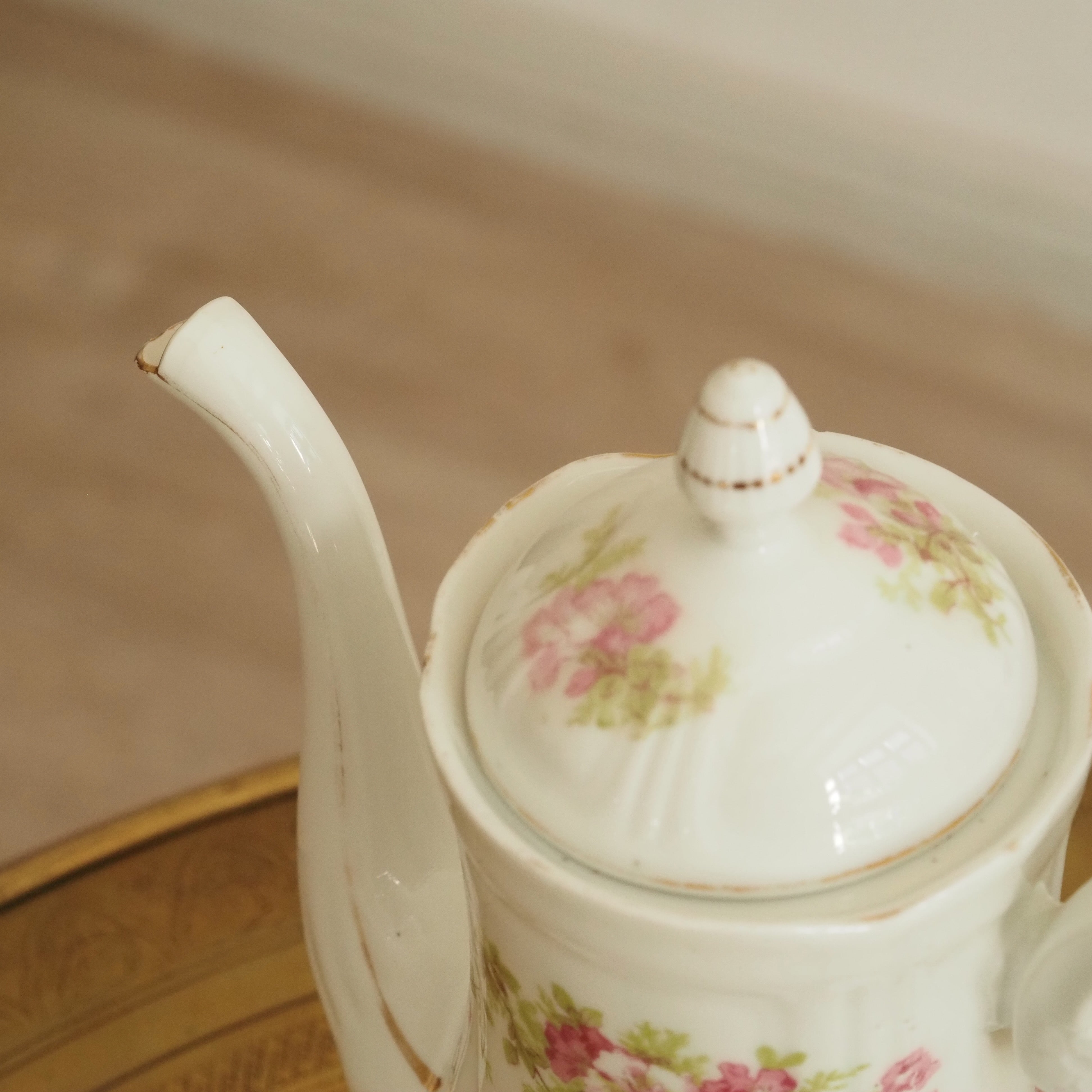 Kaffeeservice Porzellan 15-teilig · Blumendekor um 1900