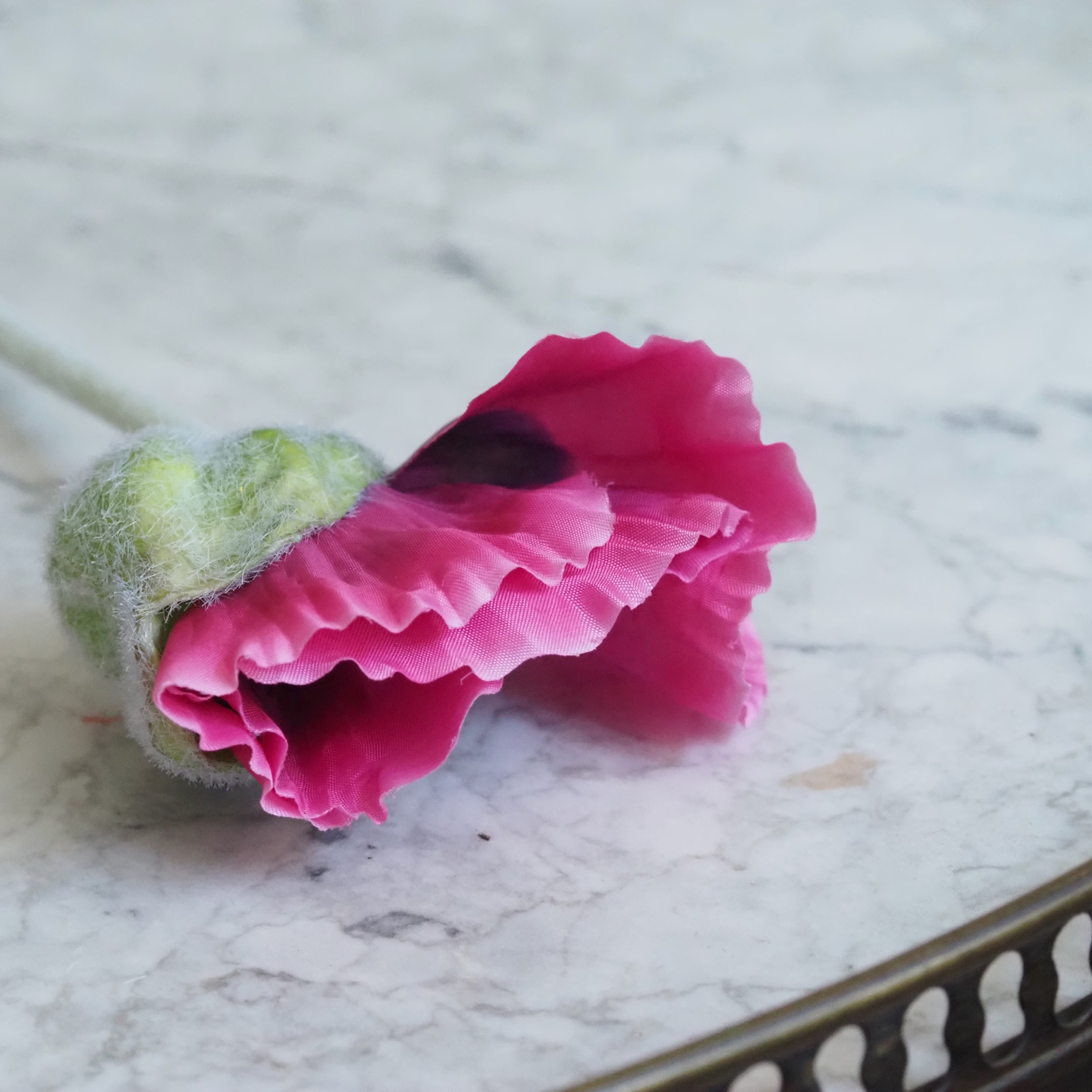 Mohn-Stiel Pink · Blume mit gefälteltem Blütenblatt, 2er Set