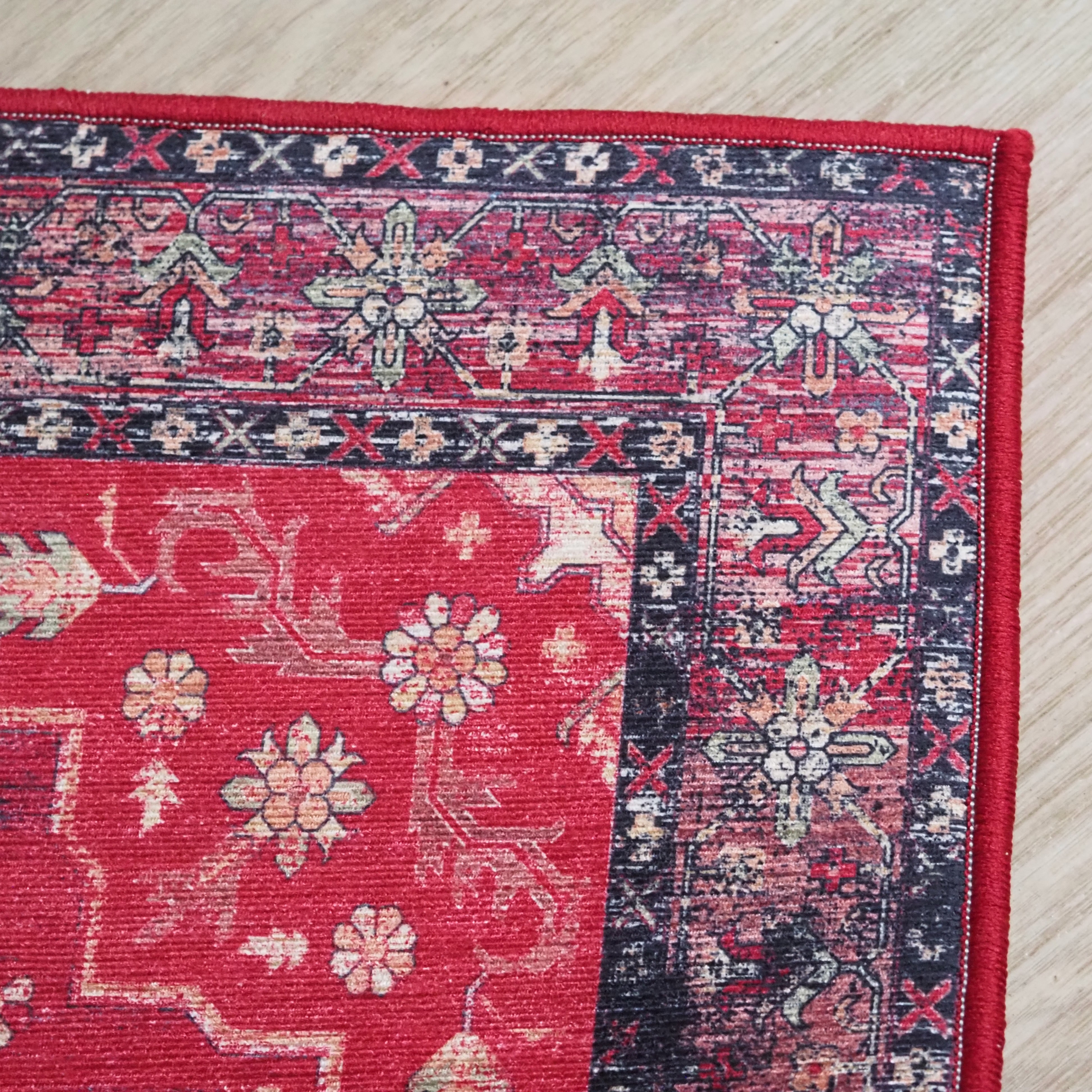 Teppich Rot 50 × 80 cm · Orientalisches Medaillonmuster im Vintage-Used-Look