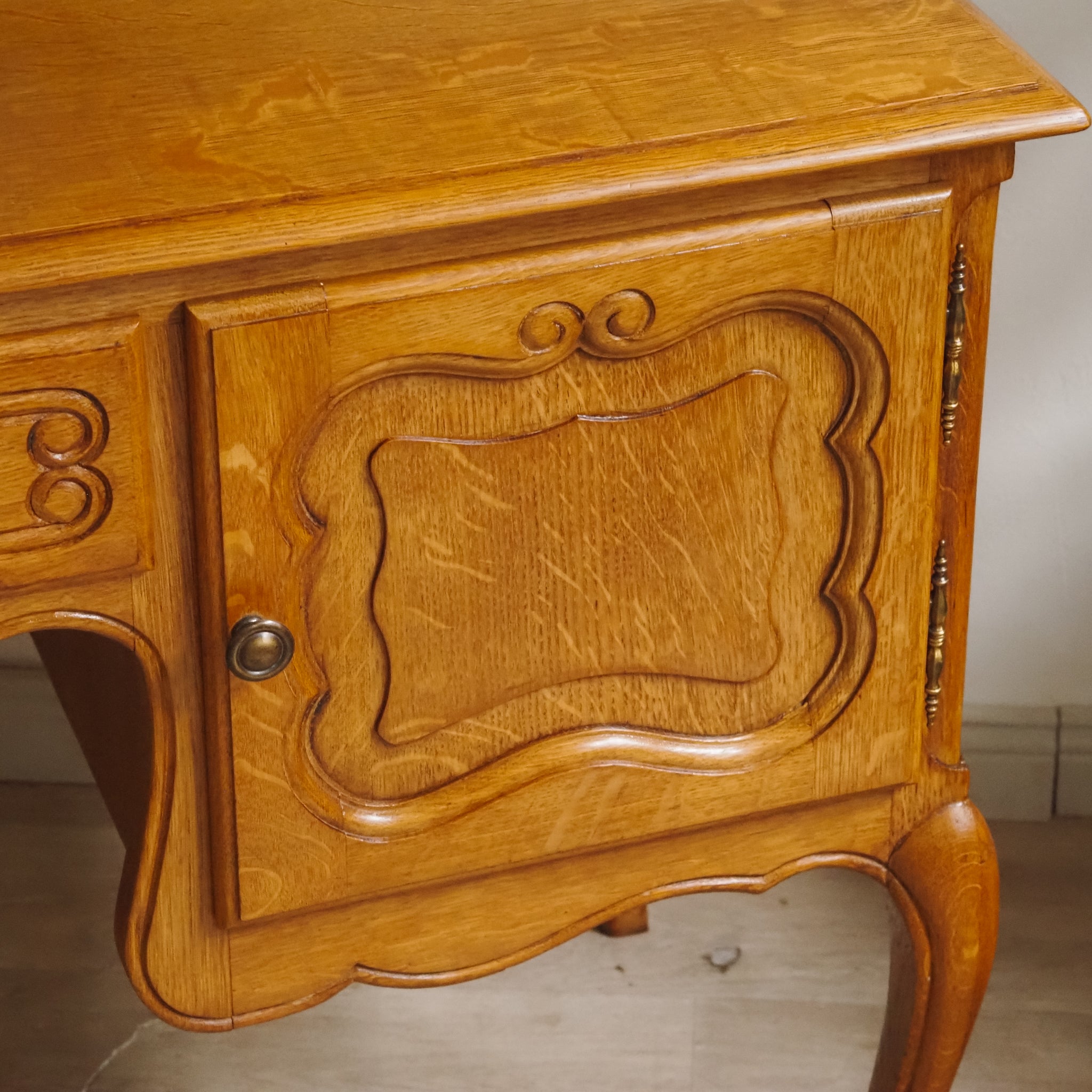 Französischer Frisiertisch mit Spiegel aus Eiche - Vintage Schminkkommode