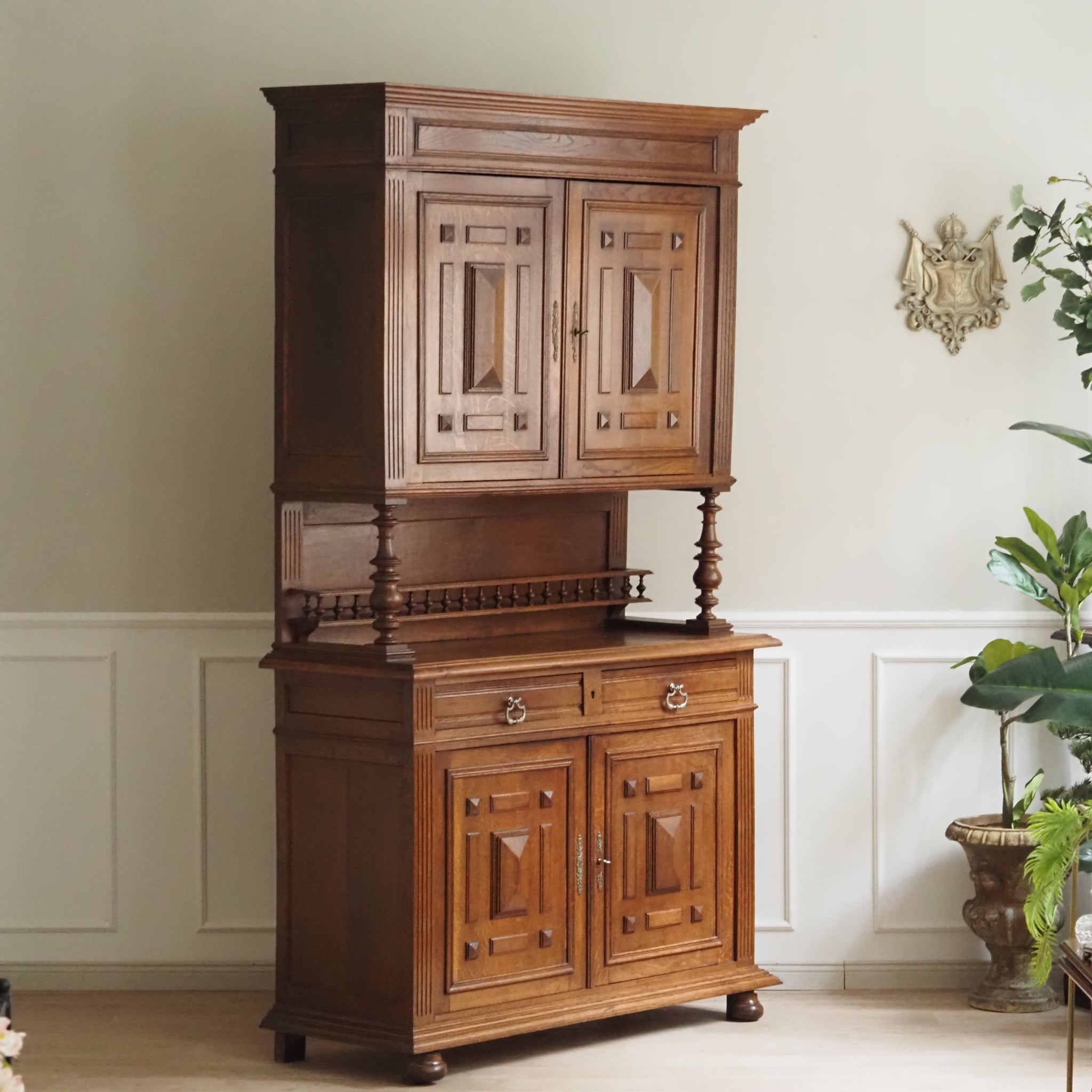 Antikes französisches Gründerzeit Buffet - Vintage Buffetschrank Eiche