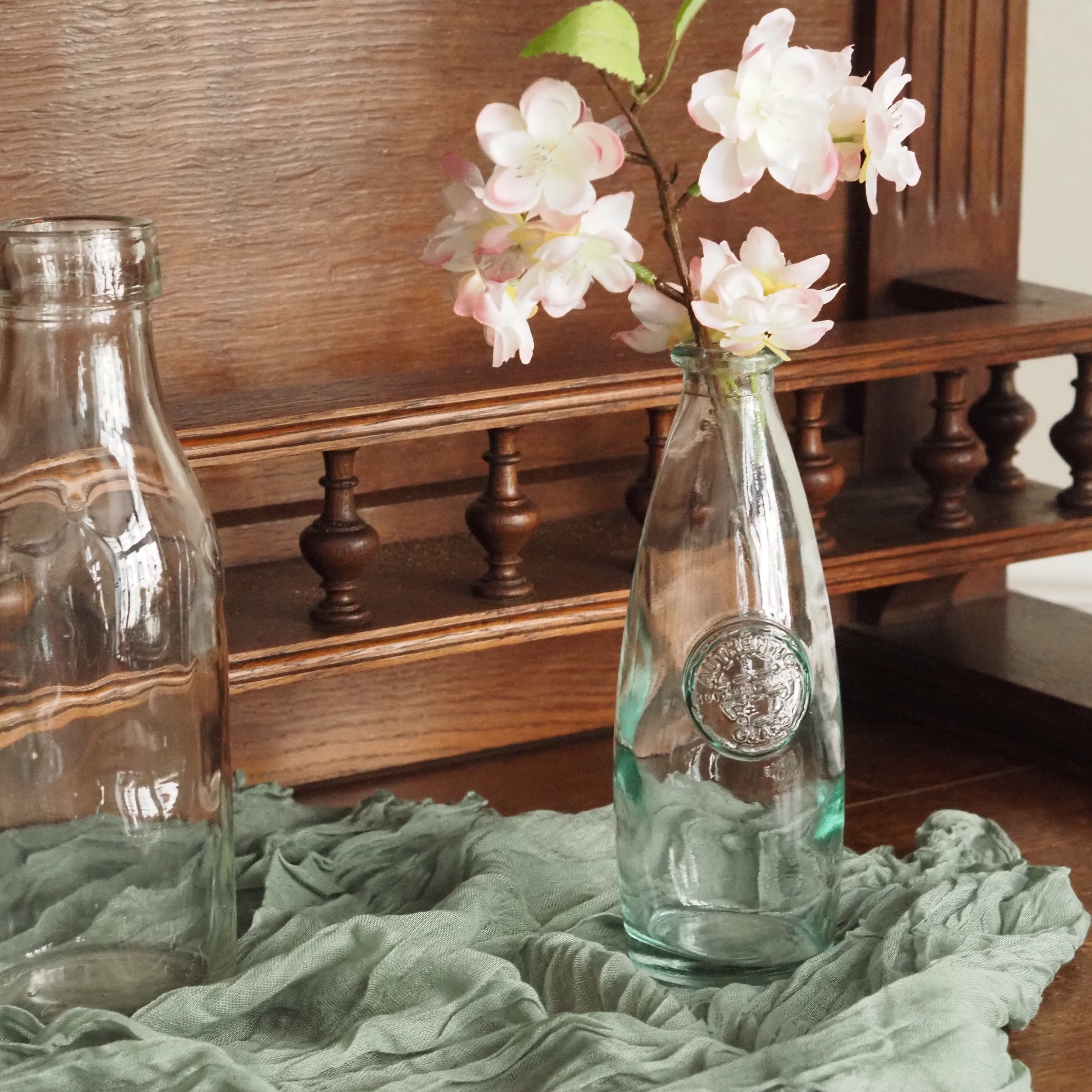 Dekoglasflasche · Landhausstil · grünliches Naturglas