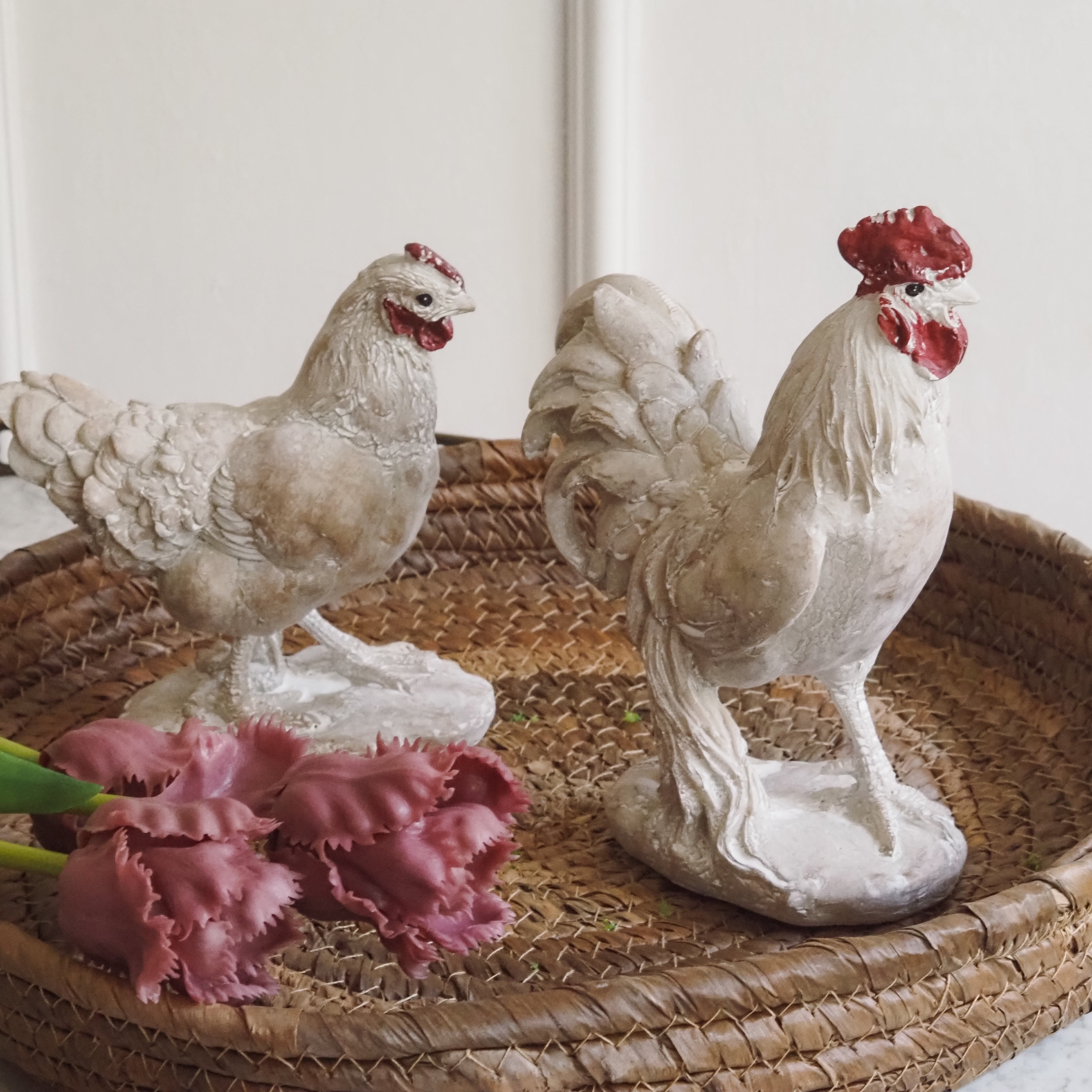 Hahn und Henne Figurenset · Bauernhofmotiv und Oster Dekoration Hühner