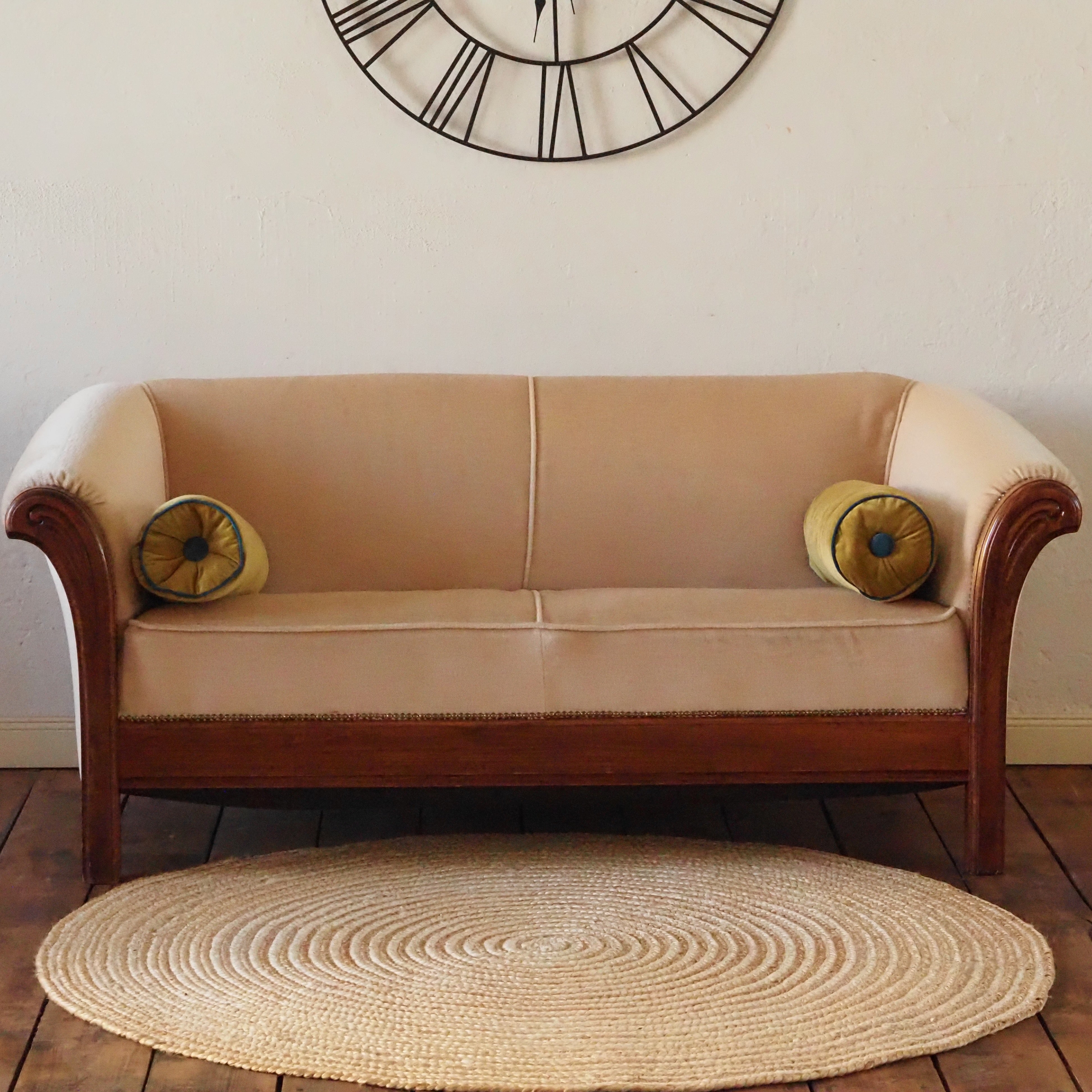Art Déco Sofa Zweisitzer um 1930 mit geschwungenen Armlehnen