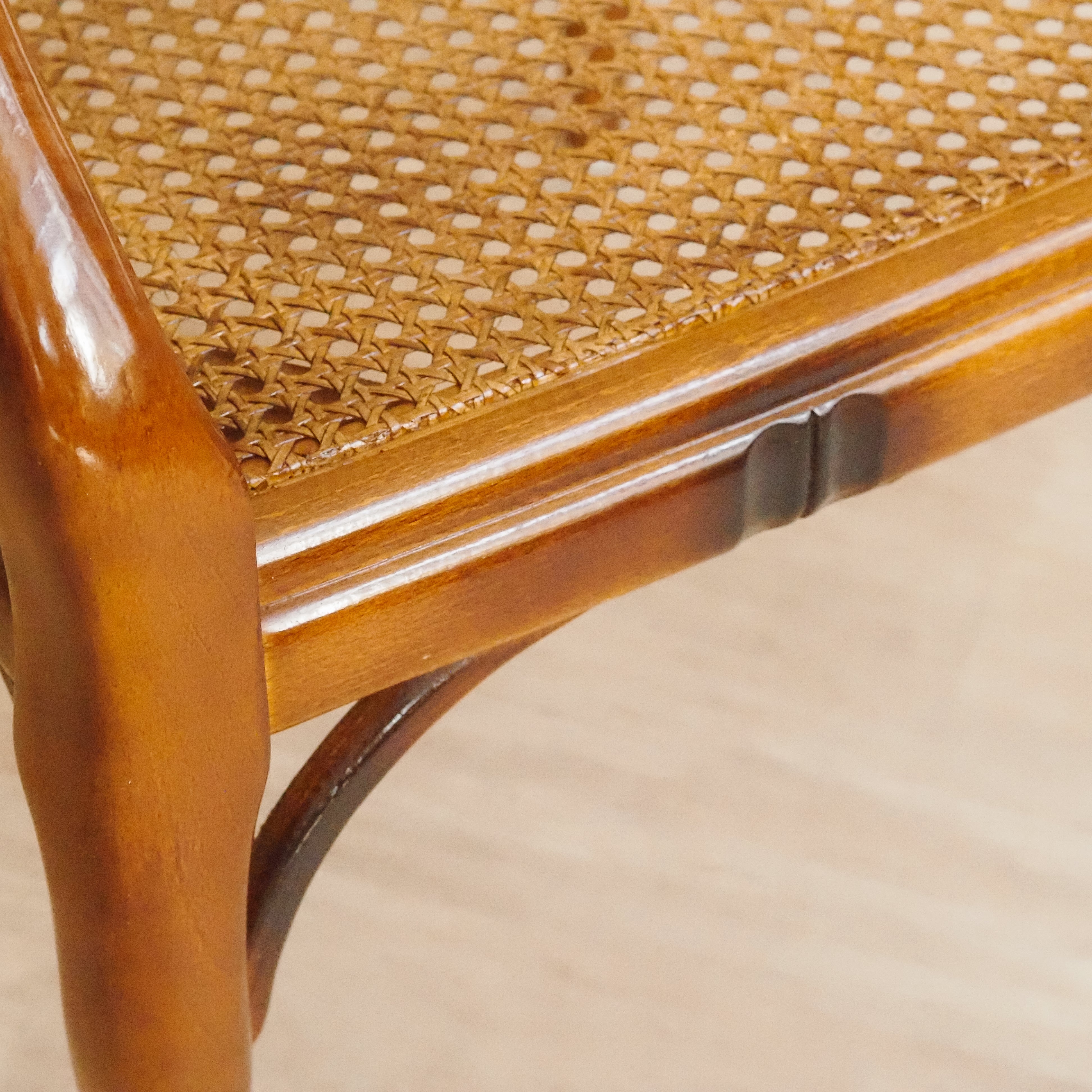 Faux Bamboo Sessel mit Wiener Geflecht, Vintage um 1970
